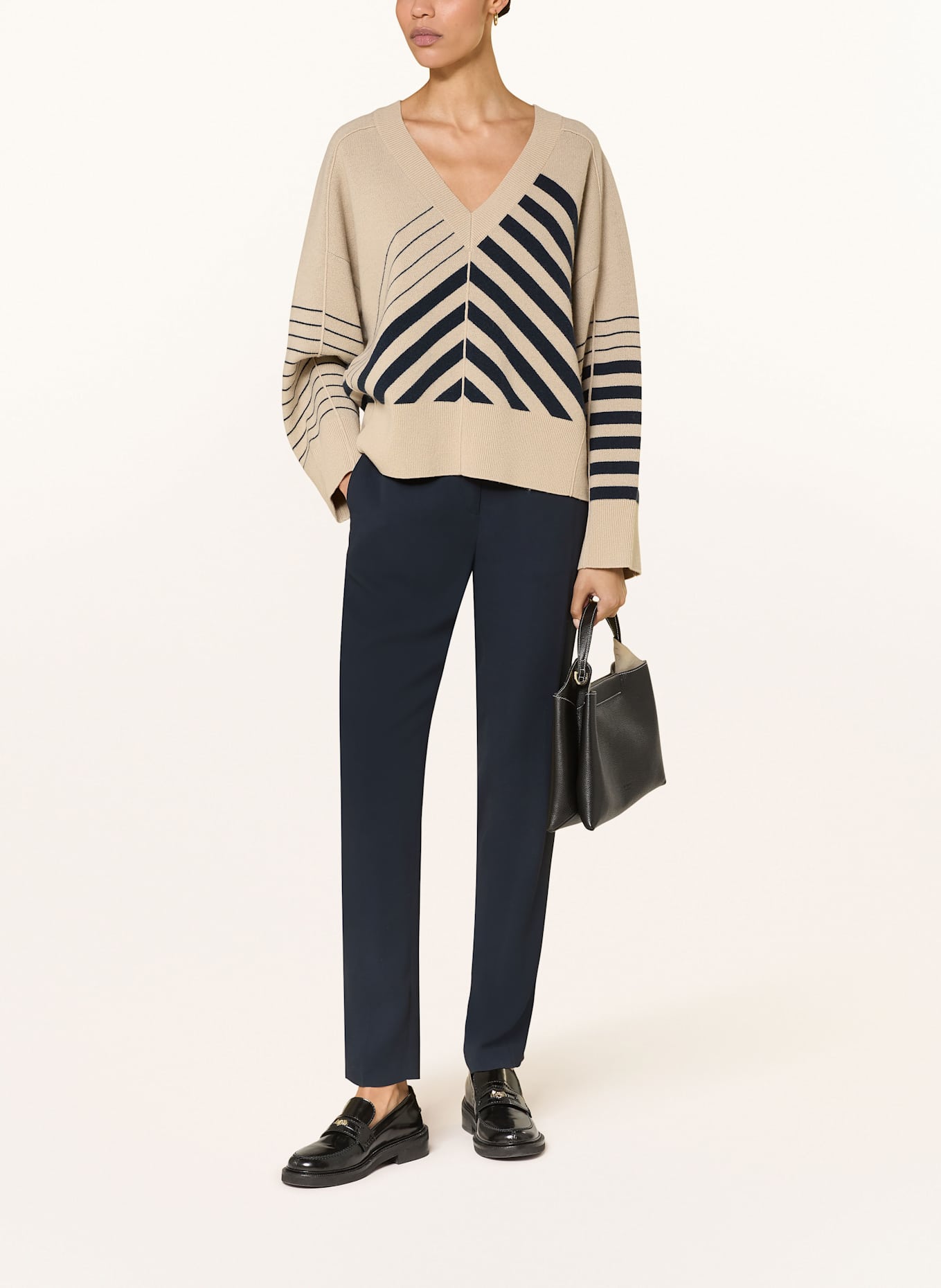 BOSS Pullover FUDALI: HELLBRAUN/ DUNKELBLAU