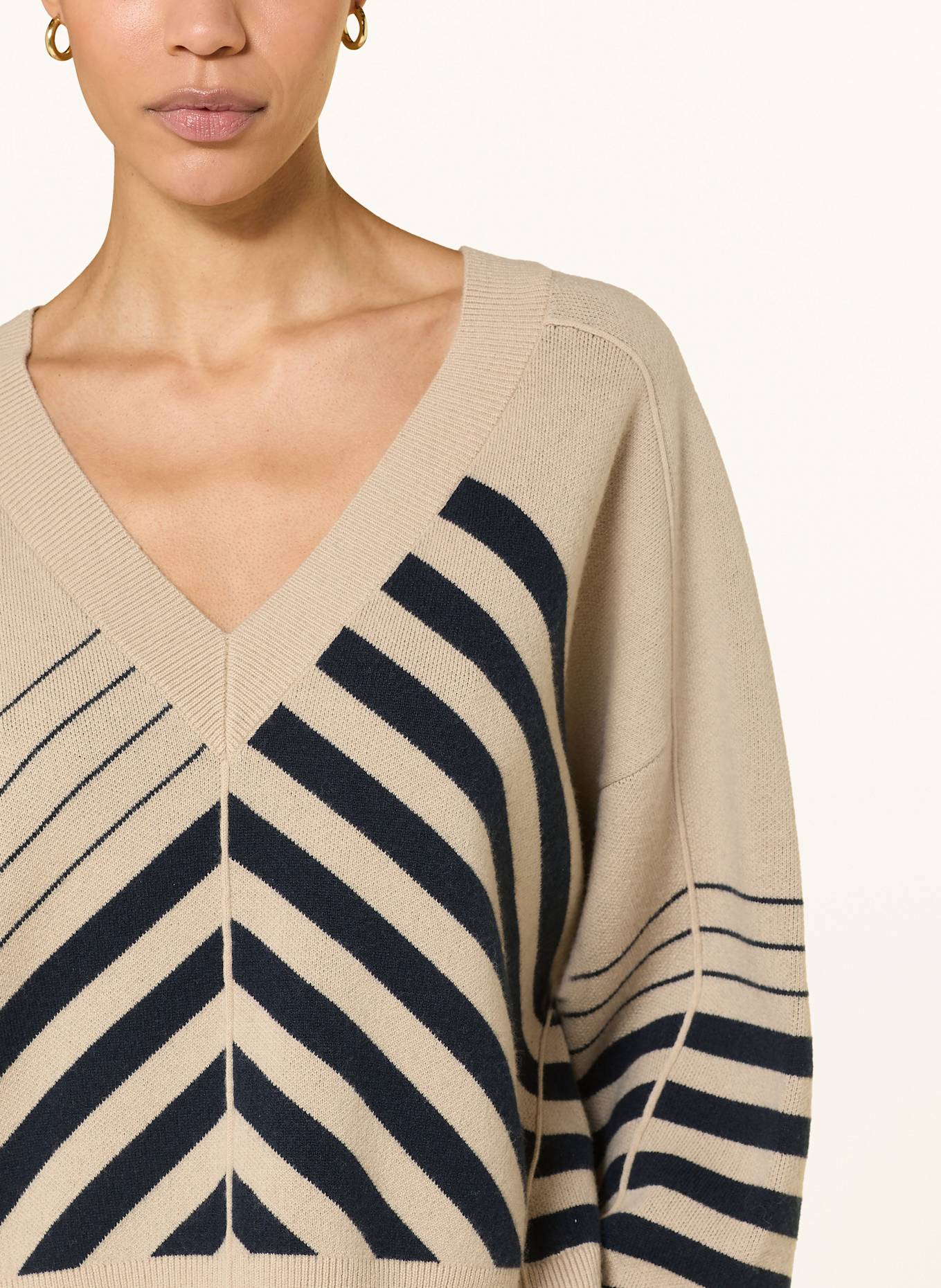 BOSS Pullover FUDALI: HELLBRAUN/ DUNKELBLAU
