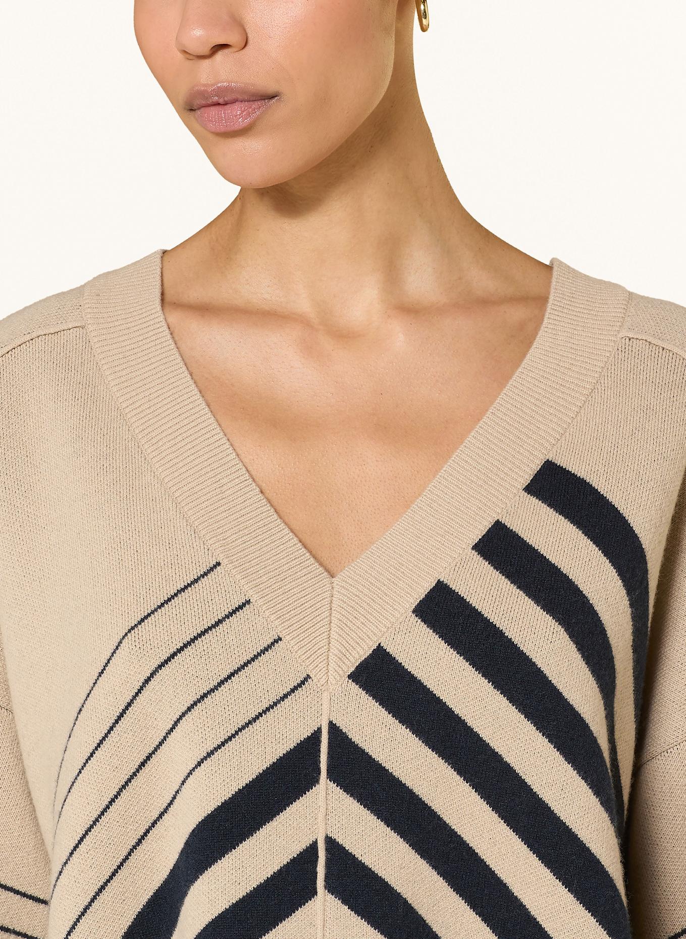 BOSS Pullover FUDALI: HELLBRAUN/ DUNKELBLAU