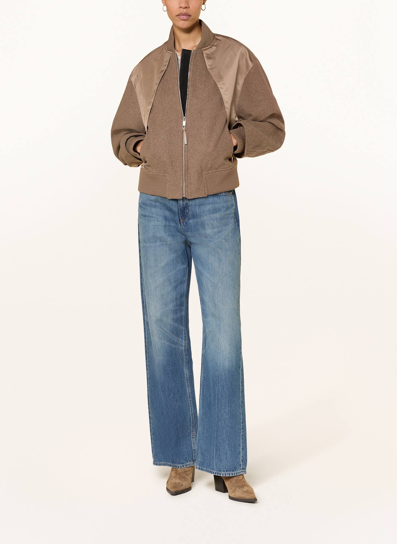 BOSS Blouson PAISIE im Materialmix: BRAUN