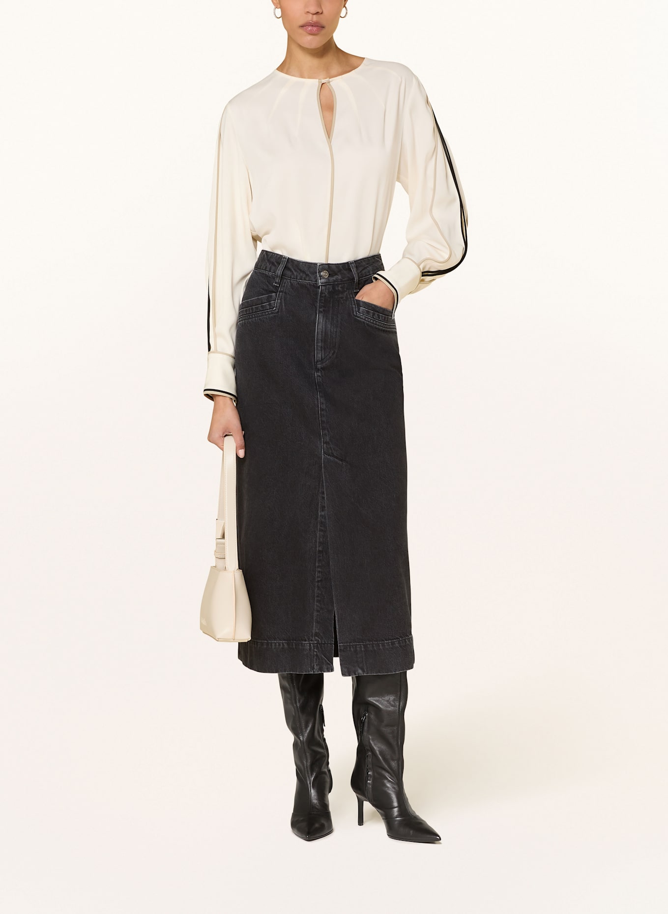BOSS Blusenshirt BANARIAH aus Satin: CREME