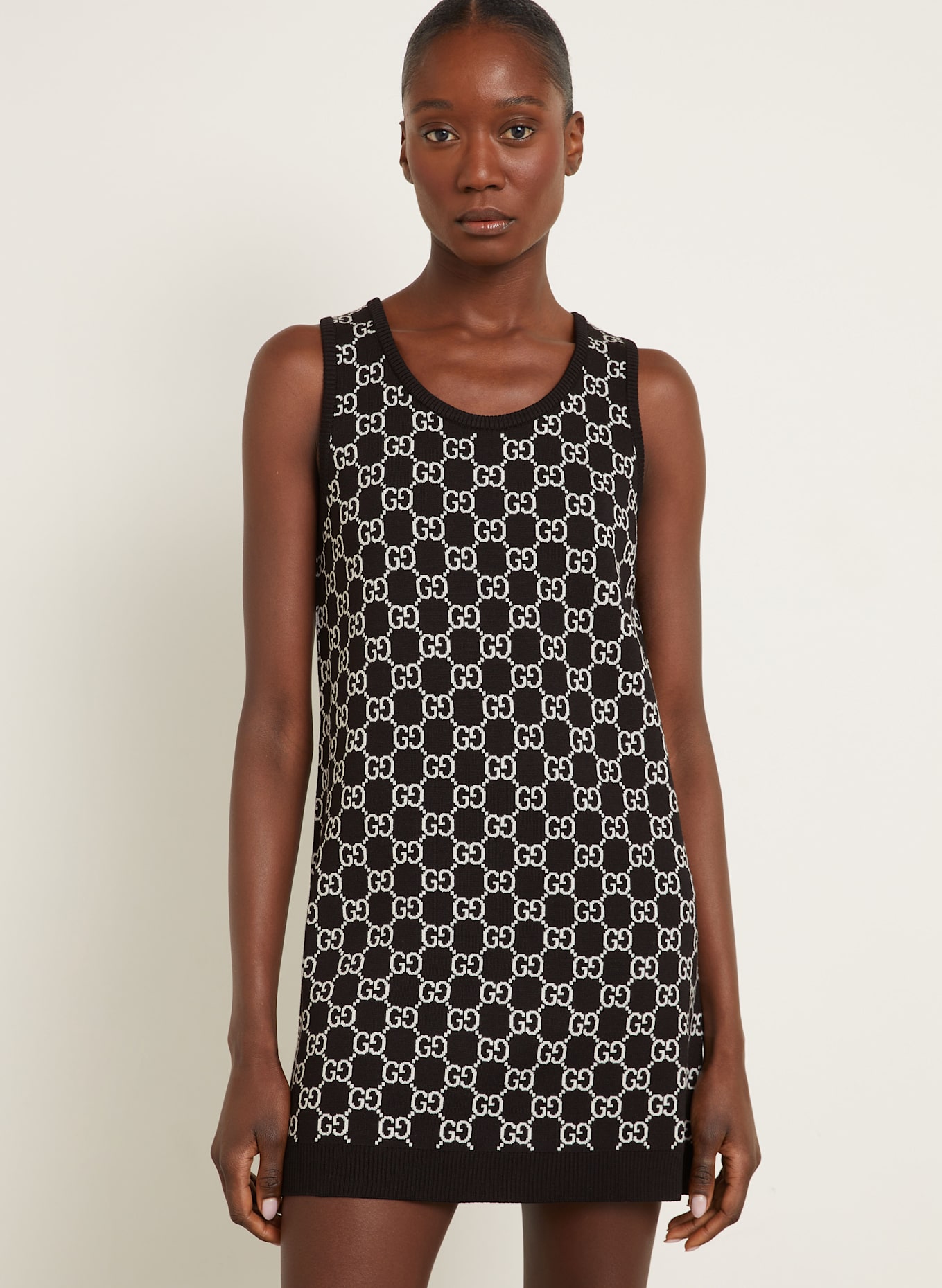 GUCCI Knit dress: BLACK/ WHITE