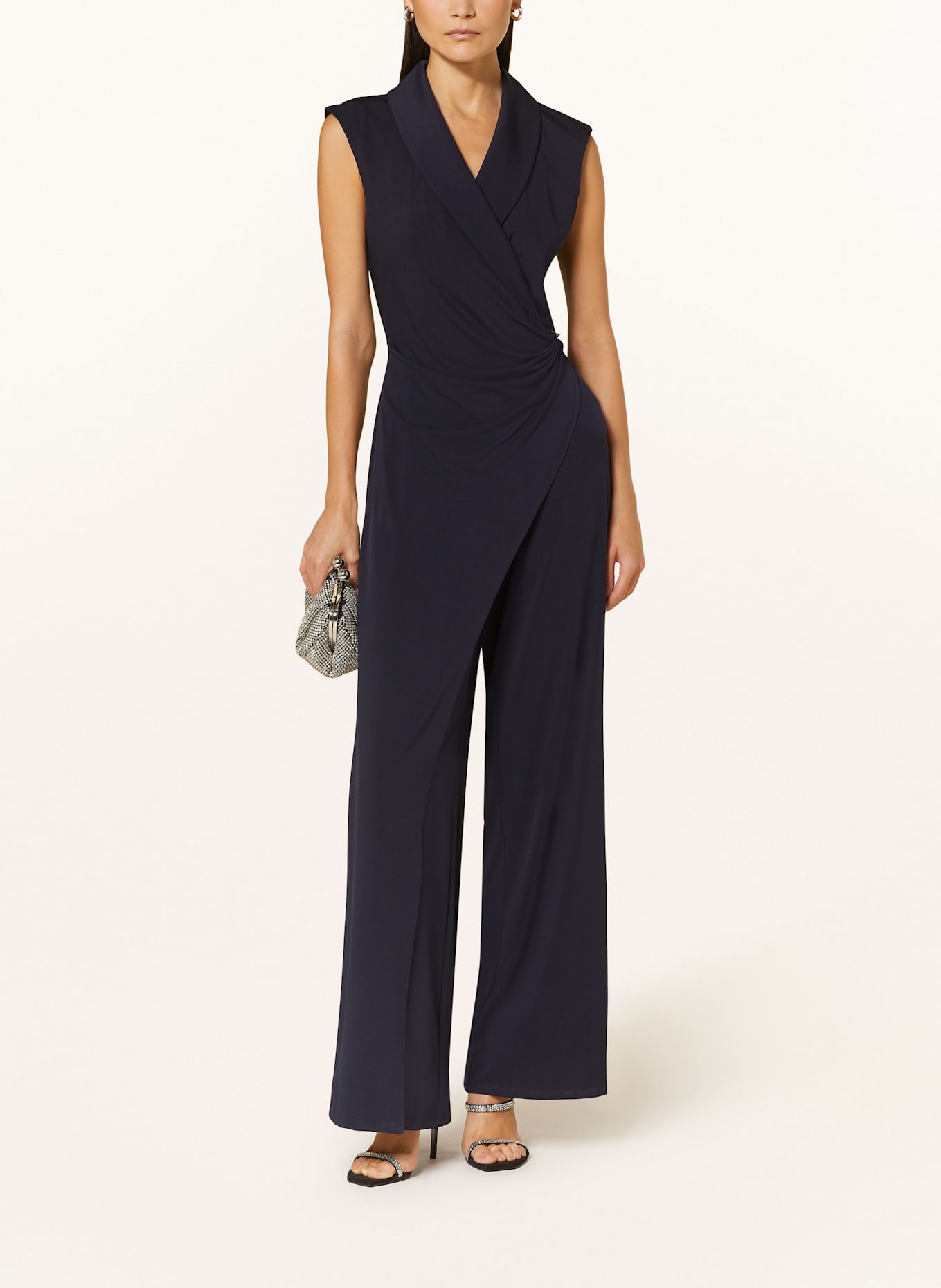 Vera Mont Jumpsuit in Wickeloptik: DUNKELBLAU