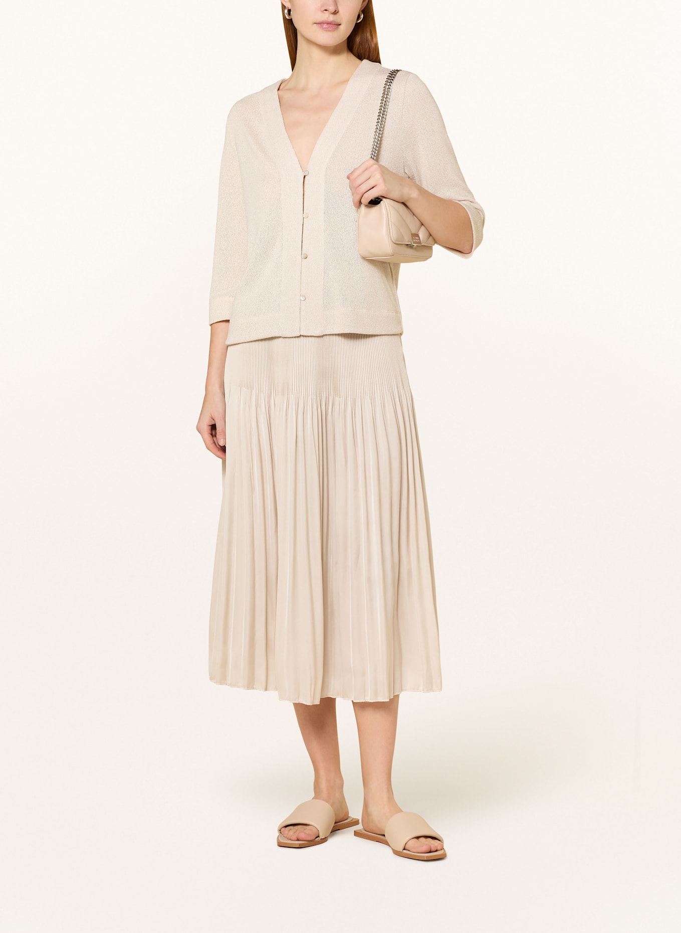 OPUS Plisseerock RIBANE aus Satin: CREME