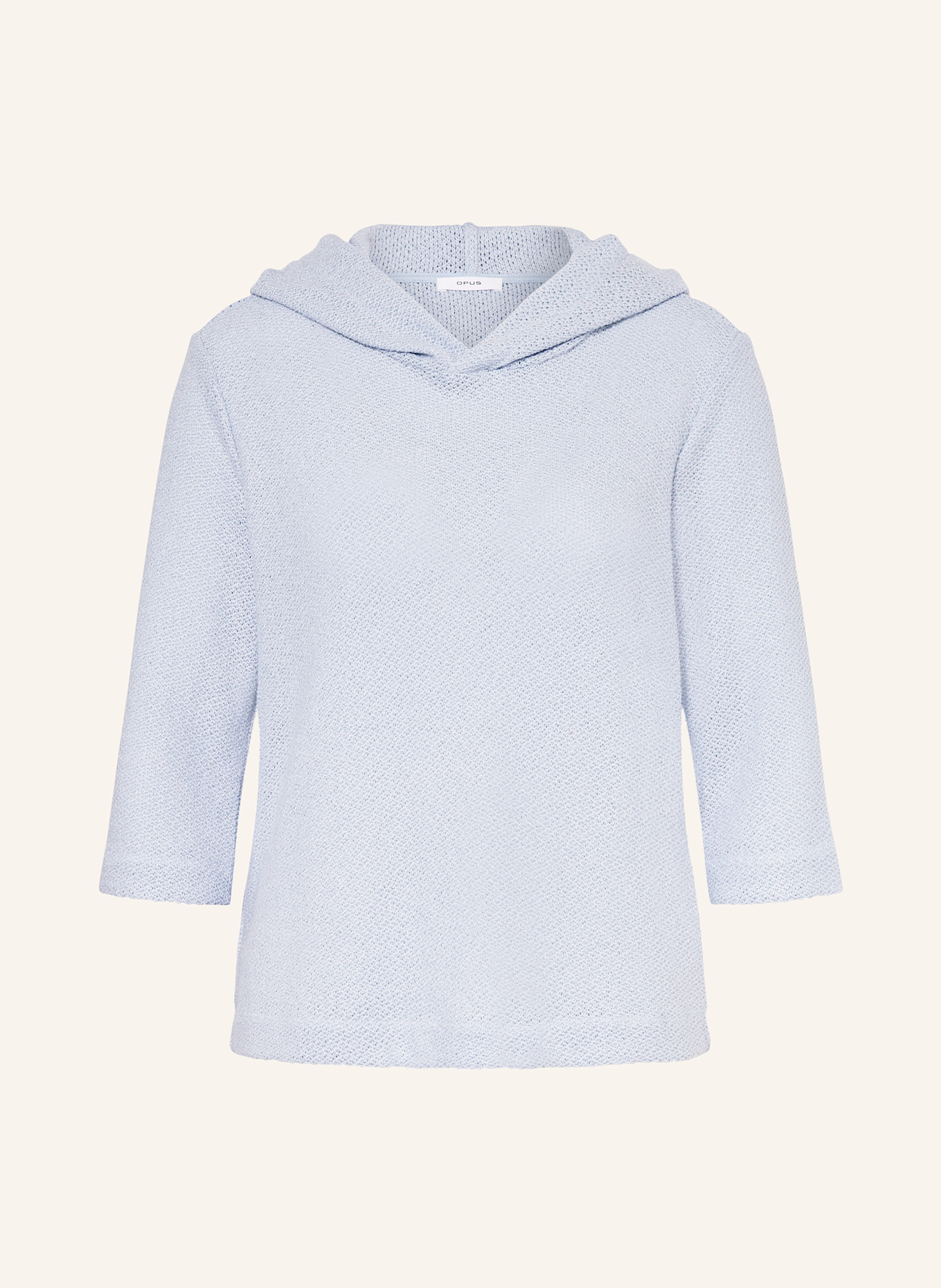 OPUS Strick-Hoodie SUKUFI mit 3/4-Arm: HELLBLAU