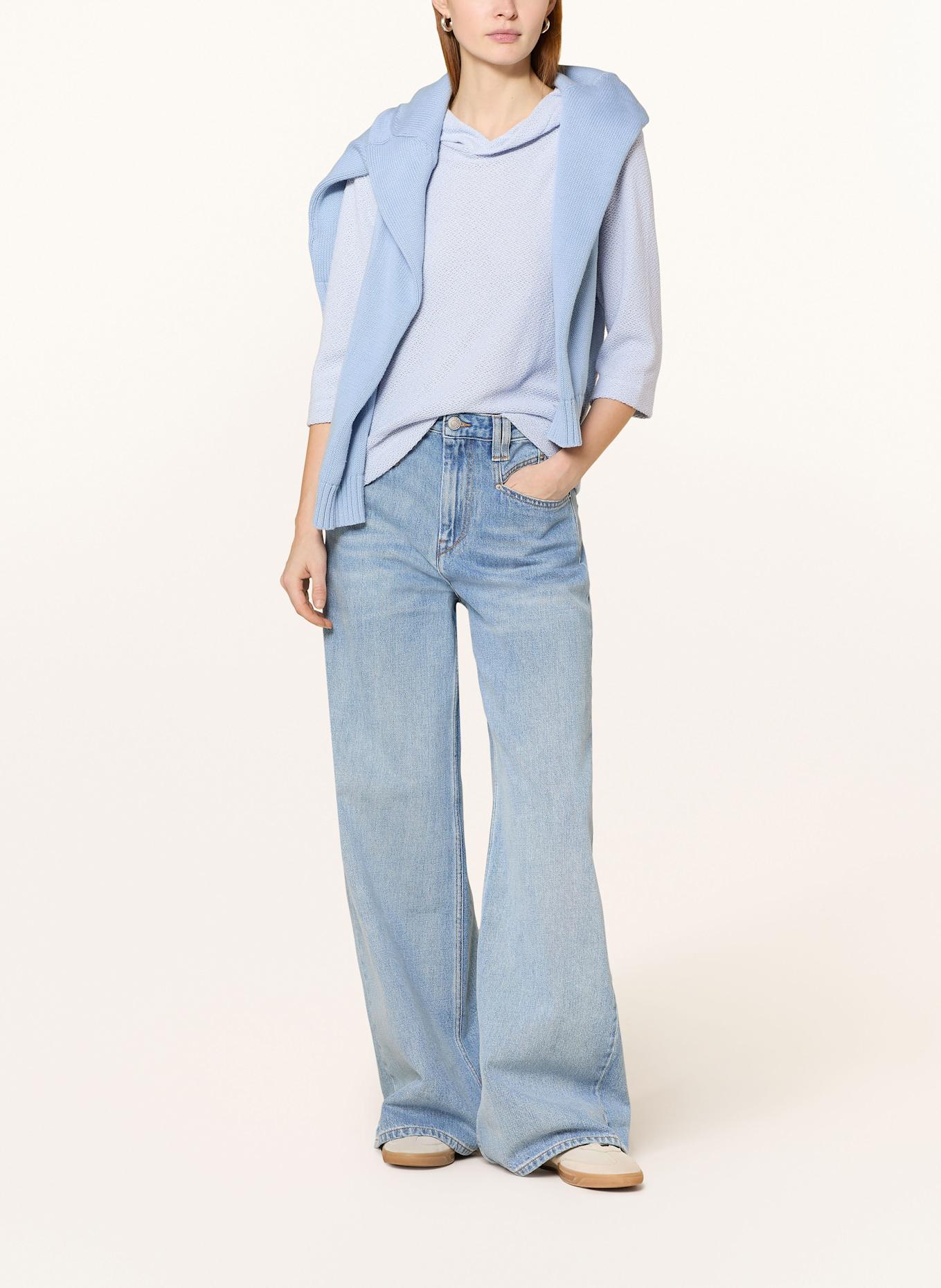 OPUS Strick-Hoodie SUKUFI mit 3/4-Arm: HELLBLAU