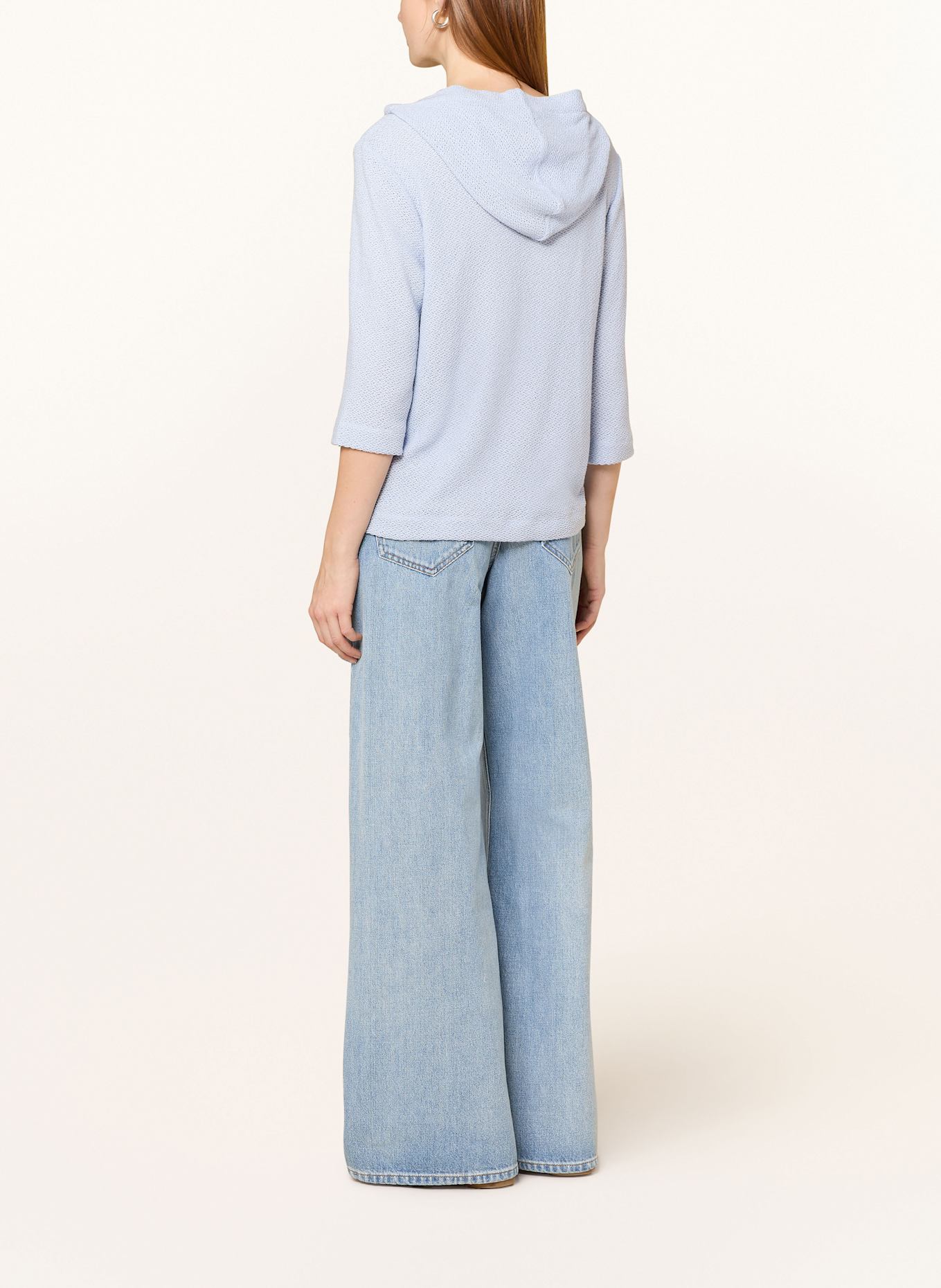 OPUS Strick-Hoodie SUKUFI mit 3/4-Arm: HELLBLAU