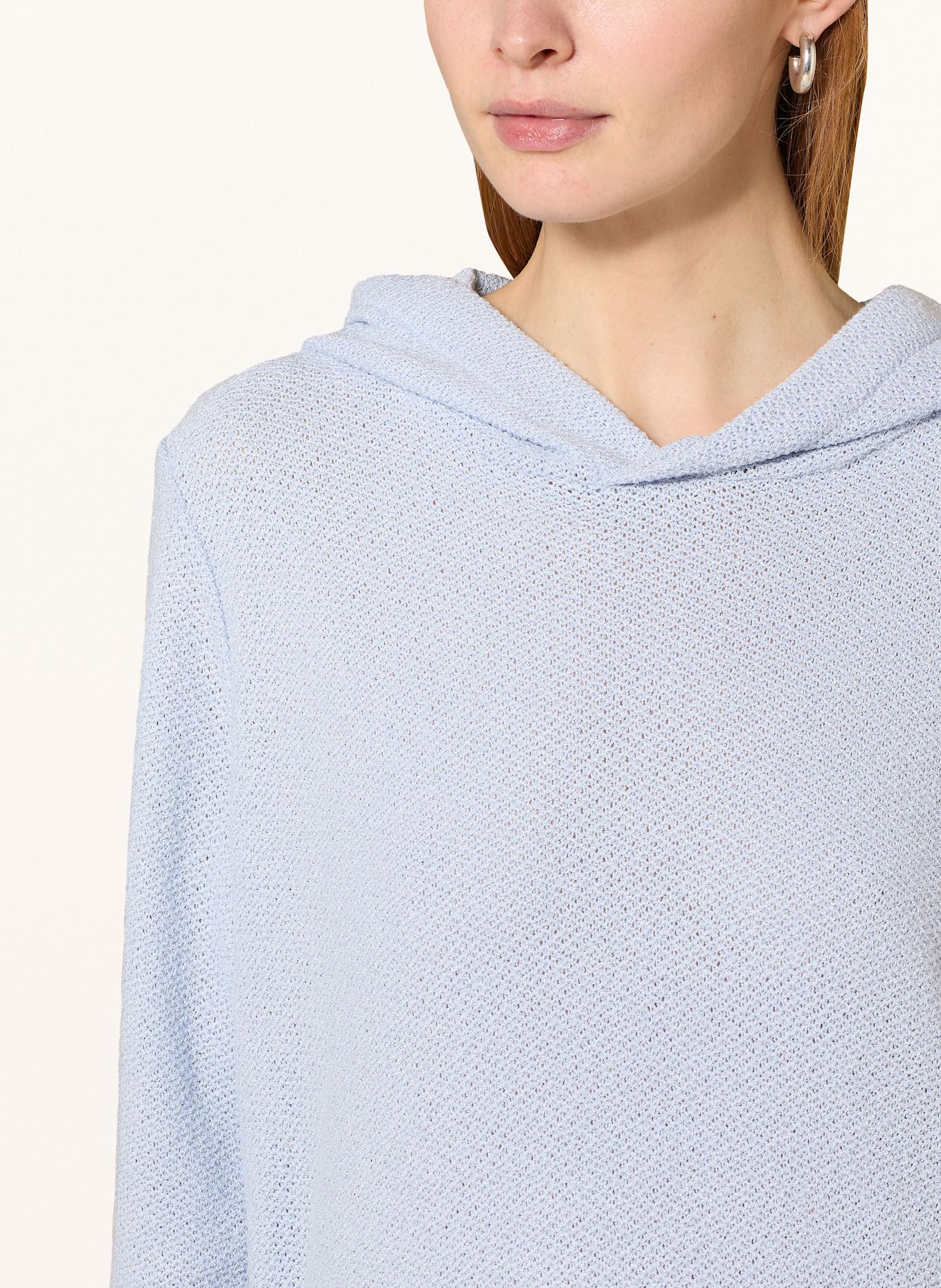 OPUS Strick-Hoodie SUKUFI mit 3/4-Arm: HELLBLAU