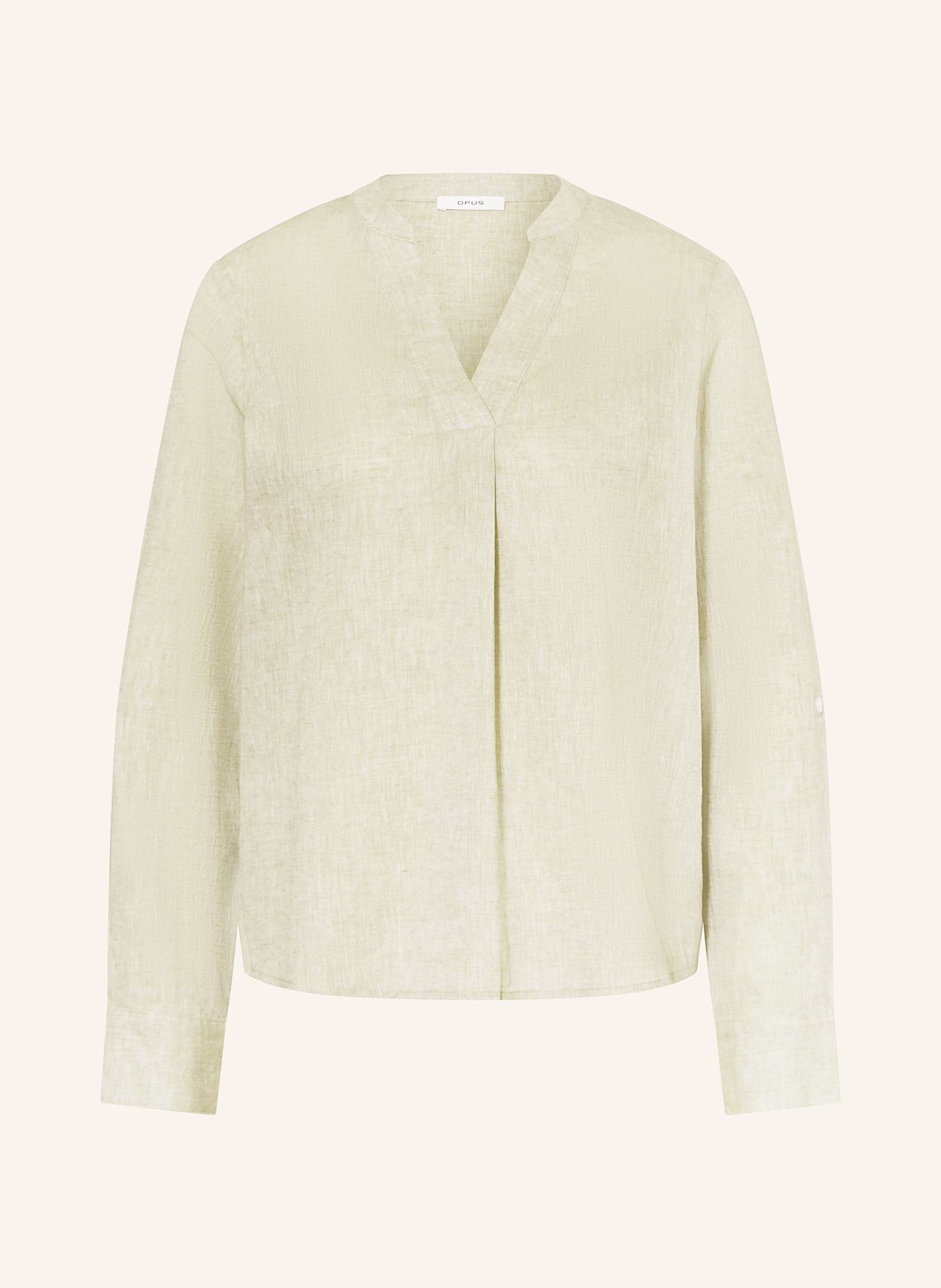 OPUS Blusenshirt FELENA mit Leinen: HELLGRÜN