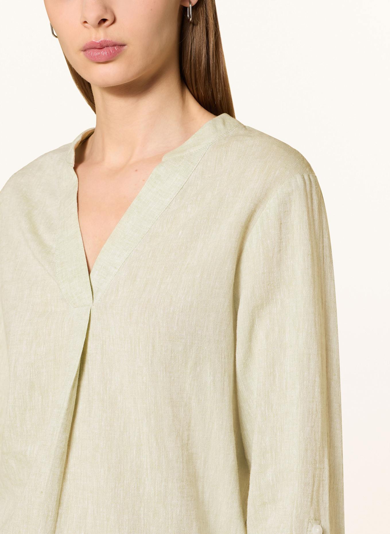 OPUS Blusenshirt FELENA mit Leinen: HELLGRÜN