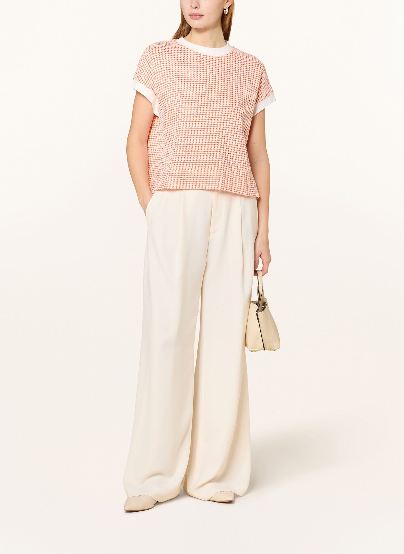 OPUS Strickshirt GUTON: ORANGE / CREME