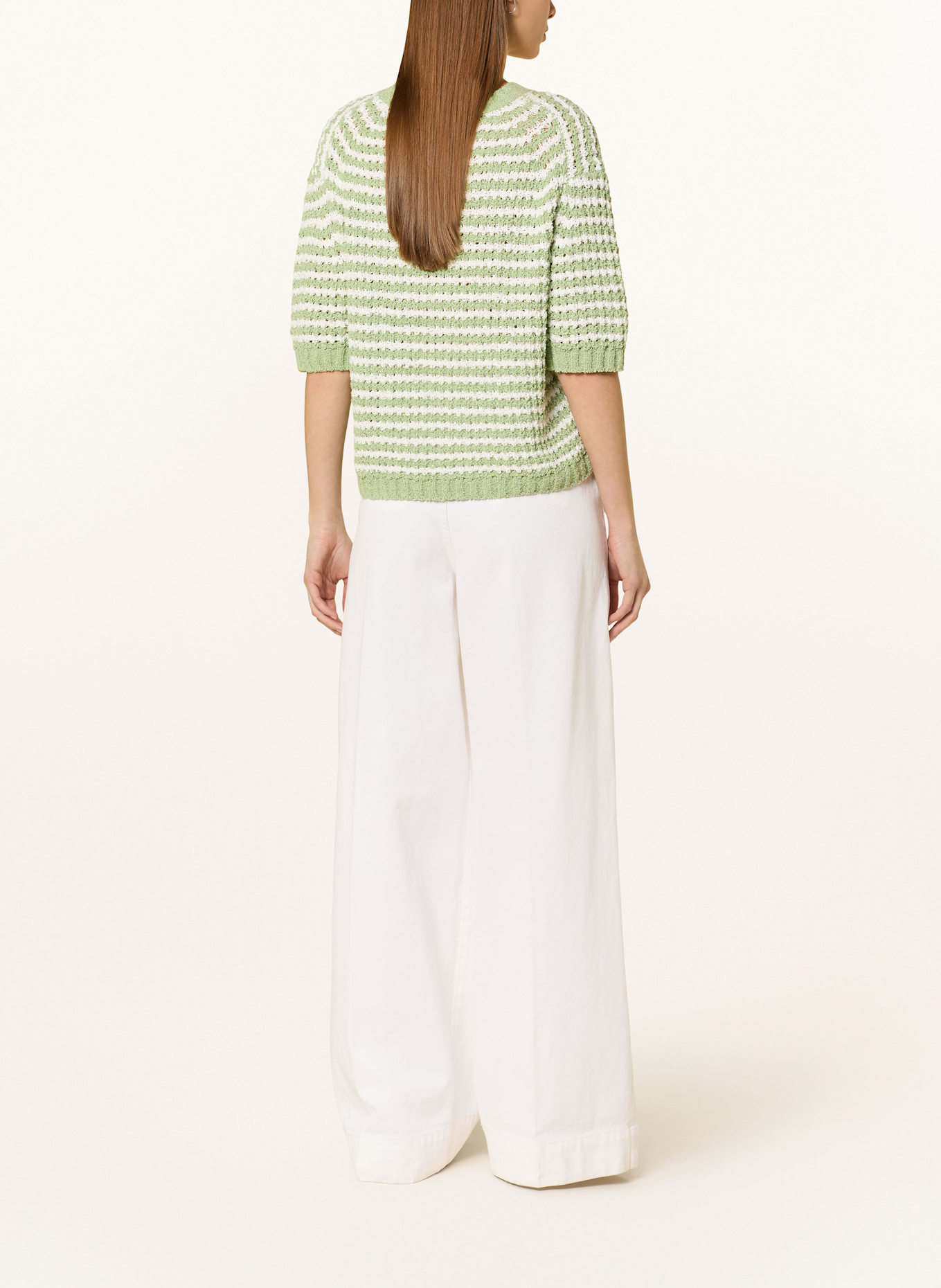 OPUS Sweter PALVADORA: JASNOZIELONY / KREMOWY