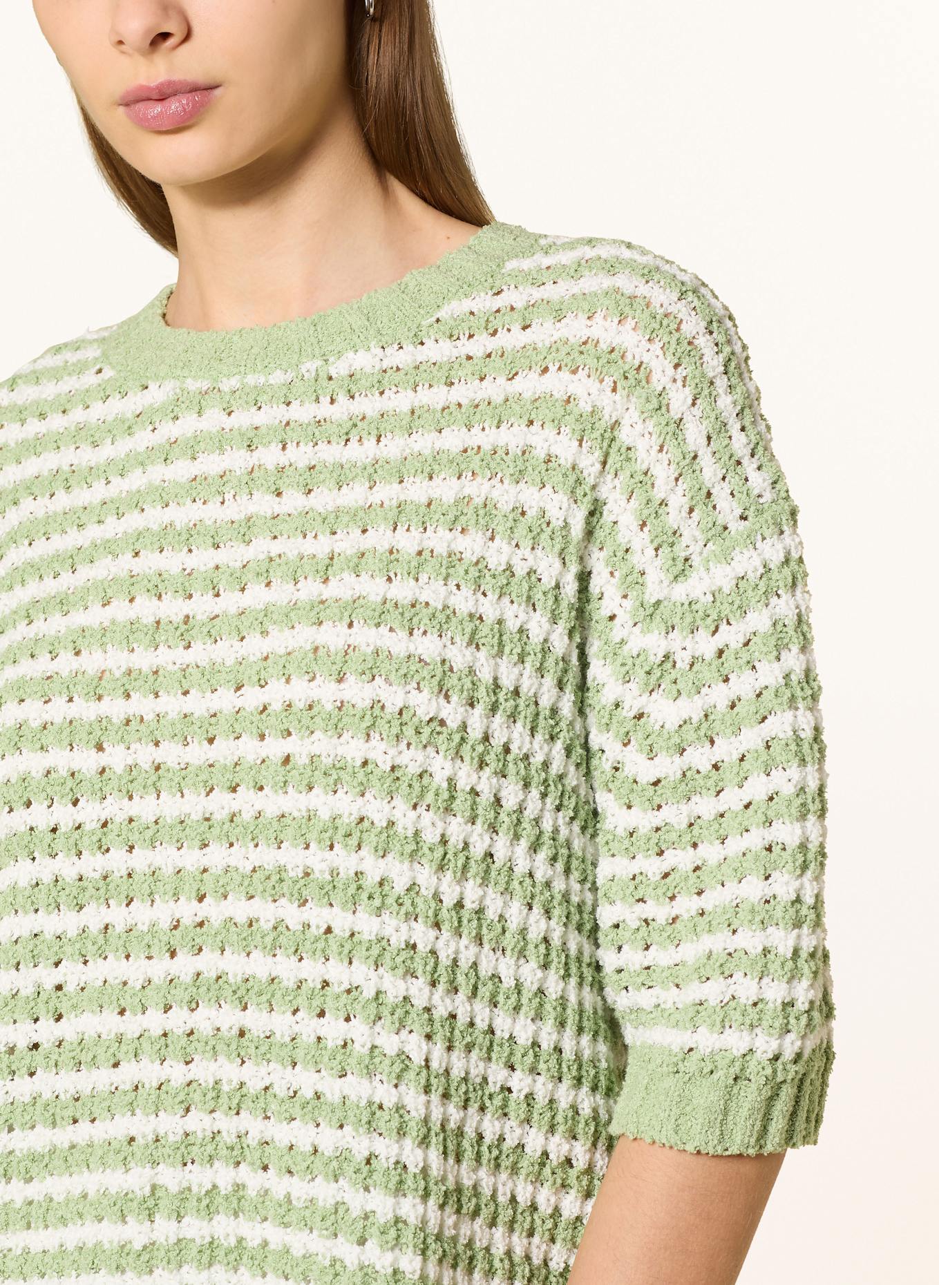 OPUS Sweter PALVADORA: JASNOZIELONY / KREMOWY