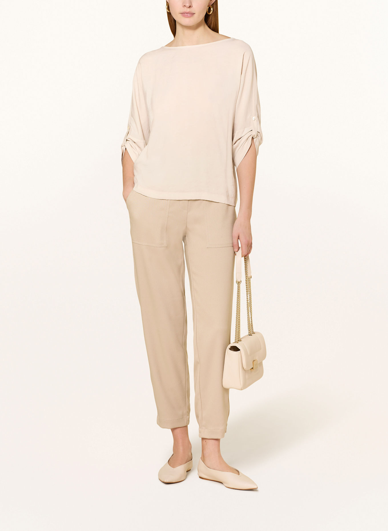 OPUS Shirt SUMANA im Materialmix mit 3/4-Arm: CREME