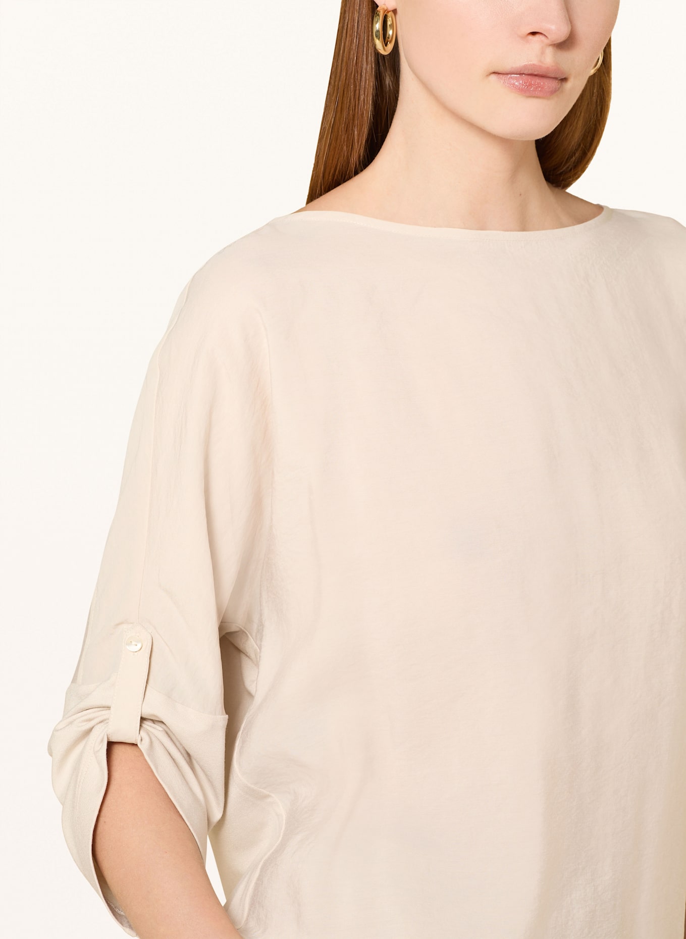 OPUS Shirt SUMANA im Materialmix mit 3/4-Arm: CREME