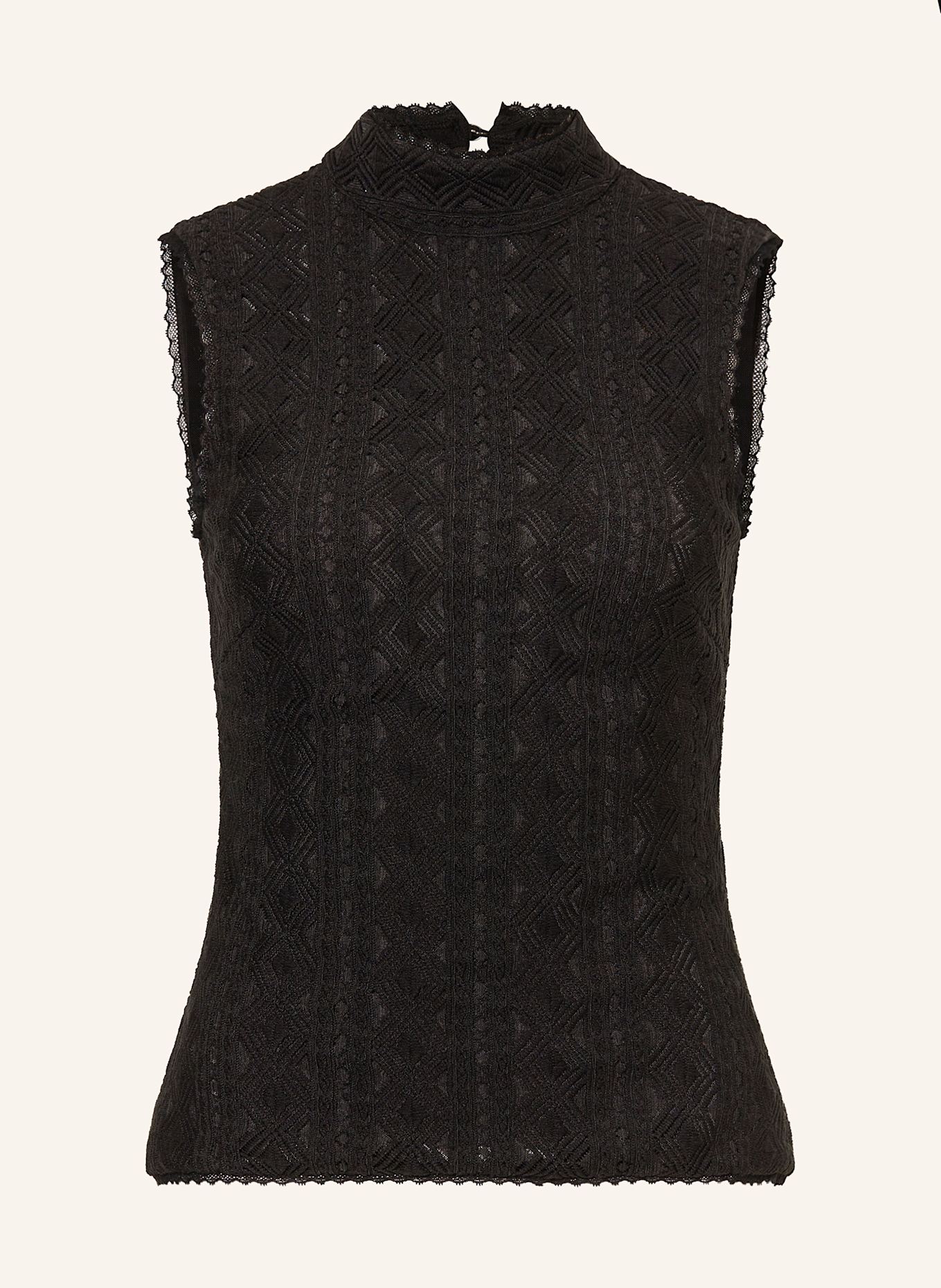 BOSS Blusentop IVEYLOR mit Spitze: SCHWARZ