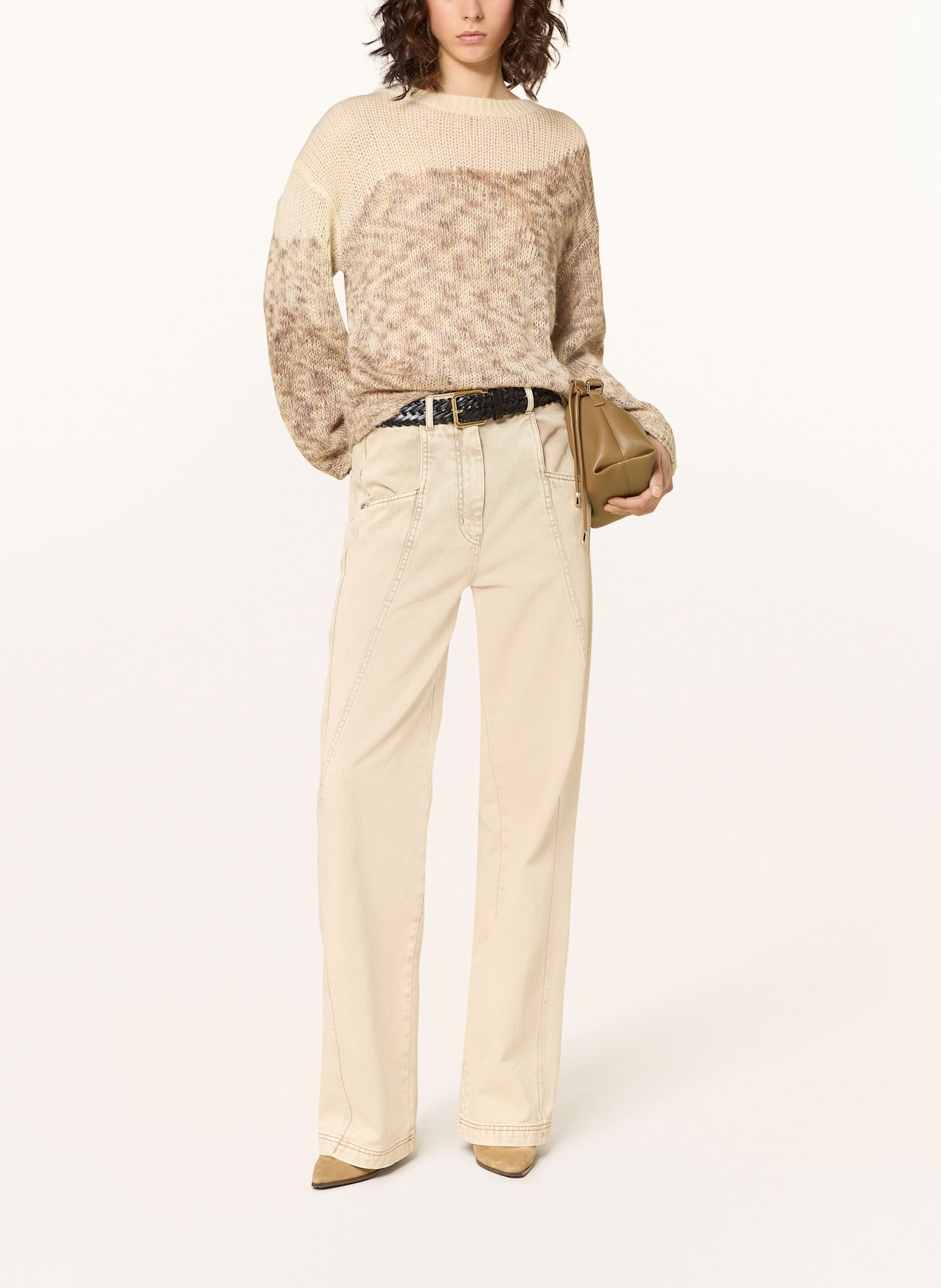 BOSS Pullover FARGOVIA: ECRU / HELLBRAUN