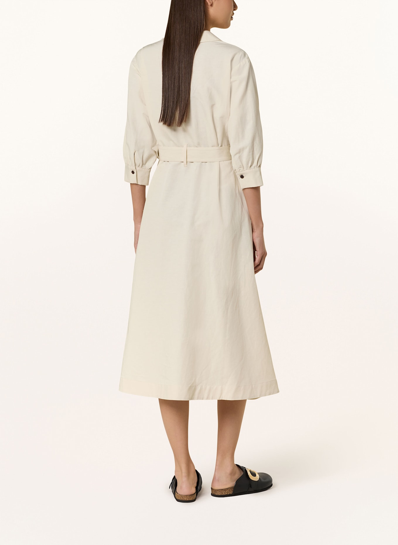 comma Hemdblusenkleid mit Leinen und 3/4-Arm: CREME