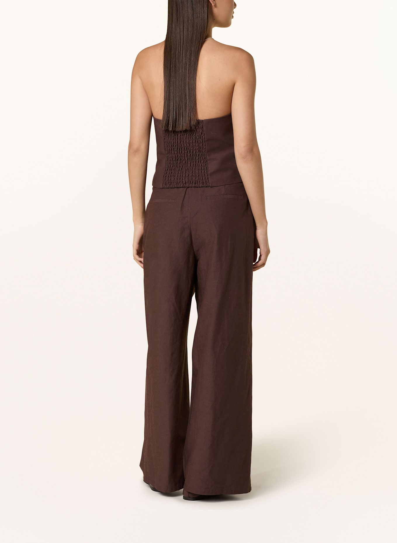 comma Off-Shoulder-Top mit Leinen: DUNKELBRAUN