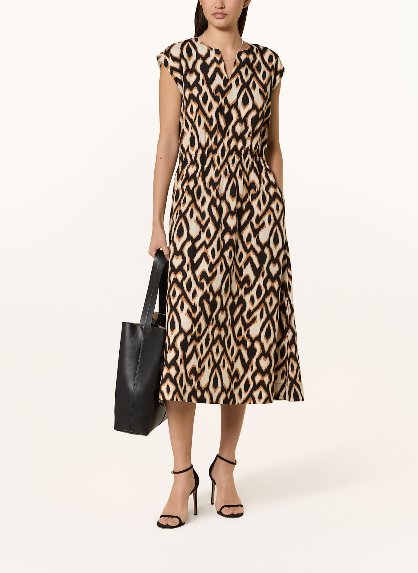 comma Kleid: SCHWARZ/ ECRU/ DUNKELORANGE