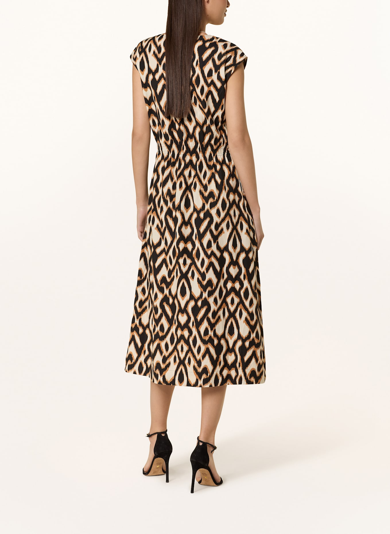comma Kleid: SCHWARZ/ ECRU/ DUNKELORANGE