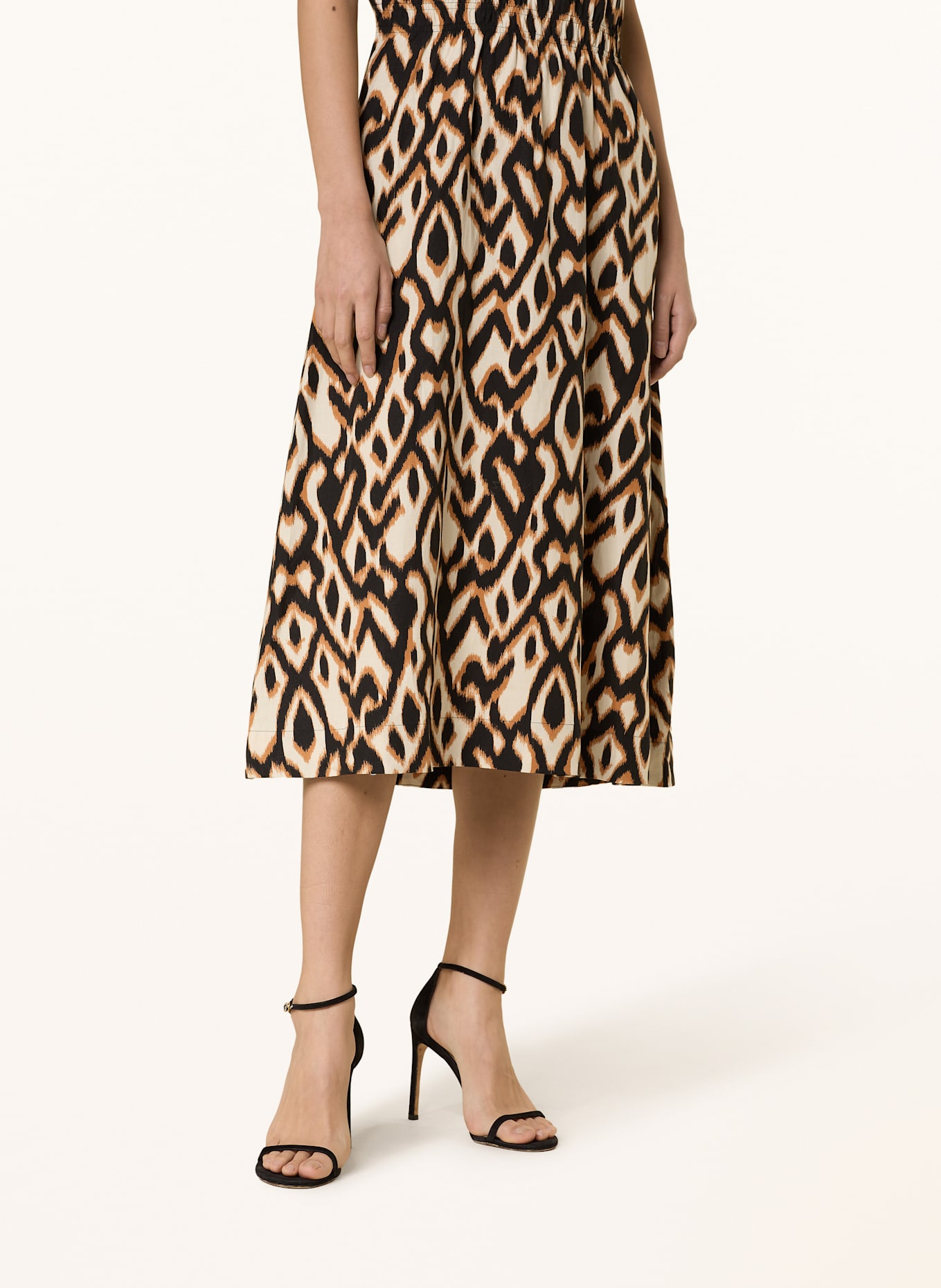 comma Kleid: SCHWARZ/ ECRU/ DUNKELORANGE