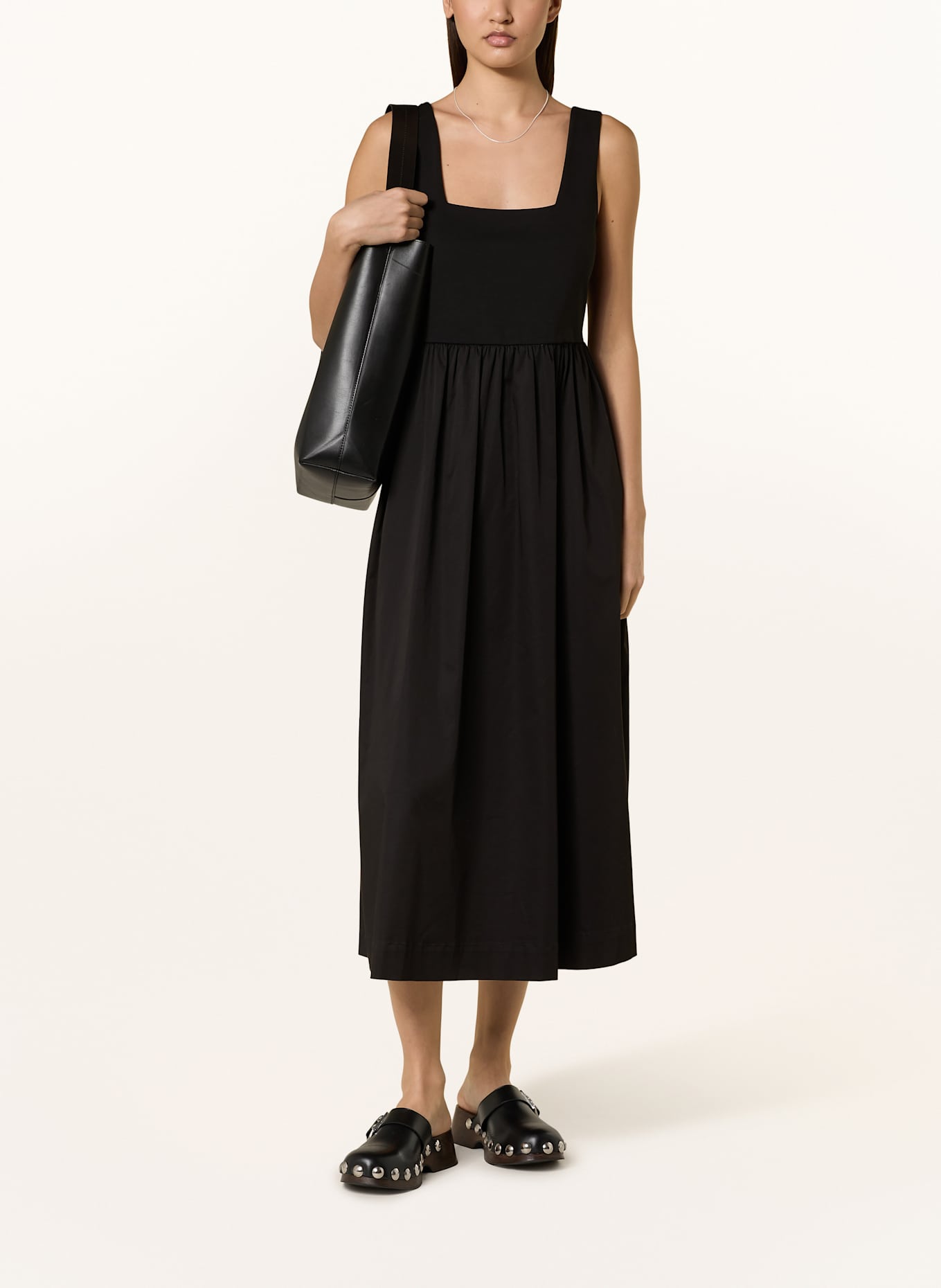 comma Kleid im Materialmix: SCHWARZ
