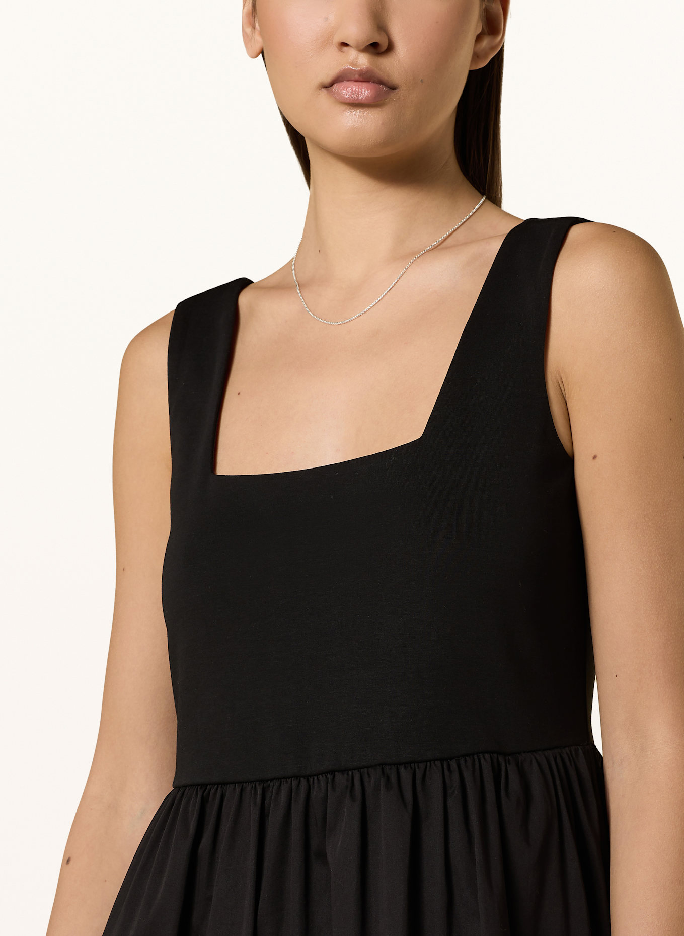 comma Kleid im Materialmix: SCHWARZ