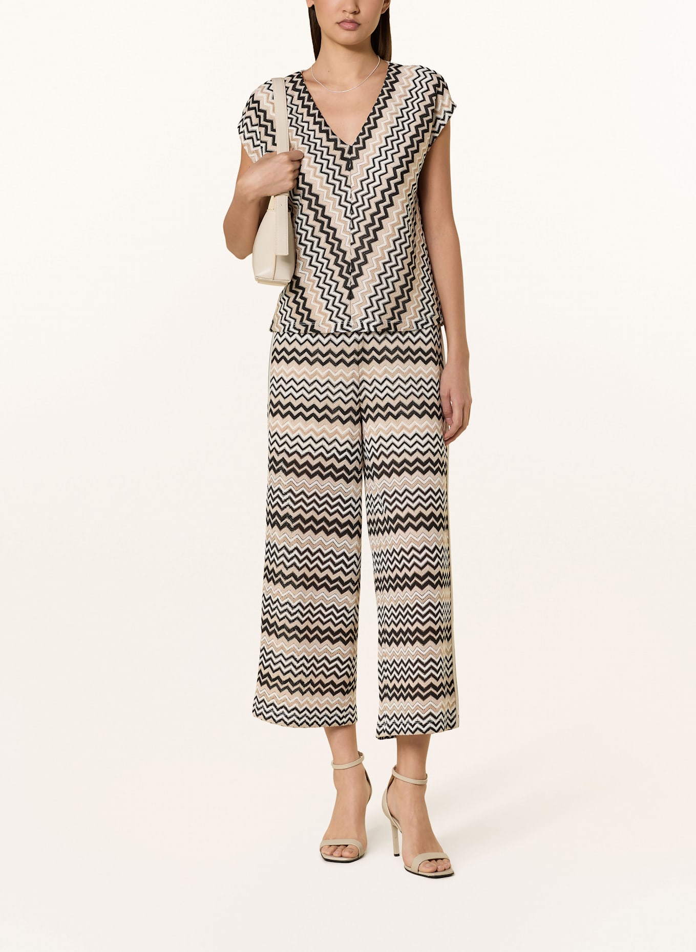 comma Culotte mit Galonstreifen: WEISS / BEIGE / SCHWARZ