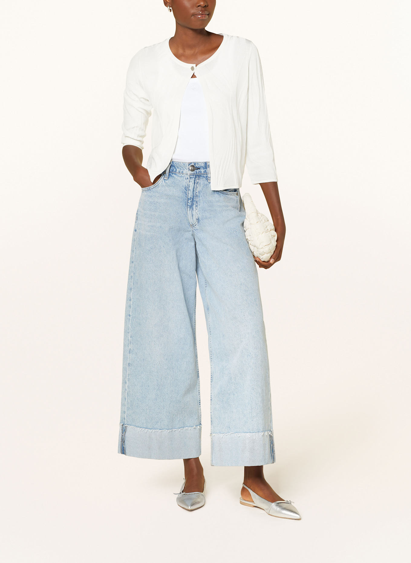 s.Oliver BLACK LABEL Strickjacke mit 3/4-Am: WEISS