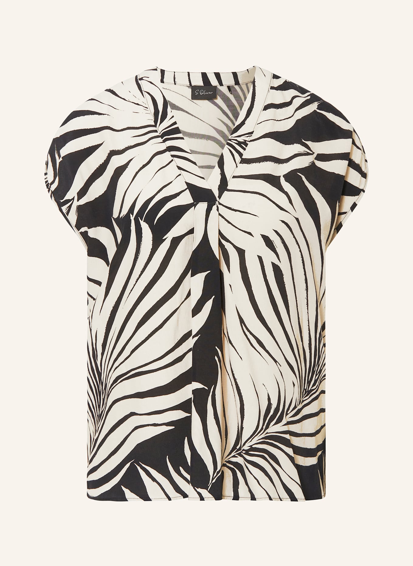 s.Oliver BLACK LABEL Blusenshirt: BEIGE / SCHWARZ