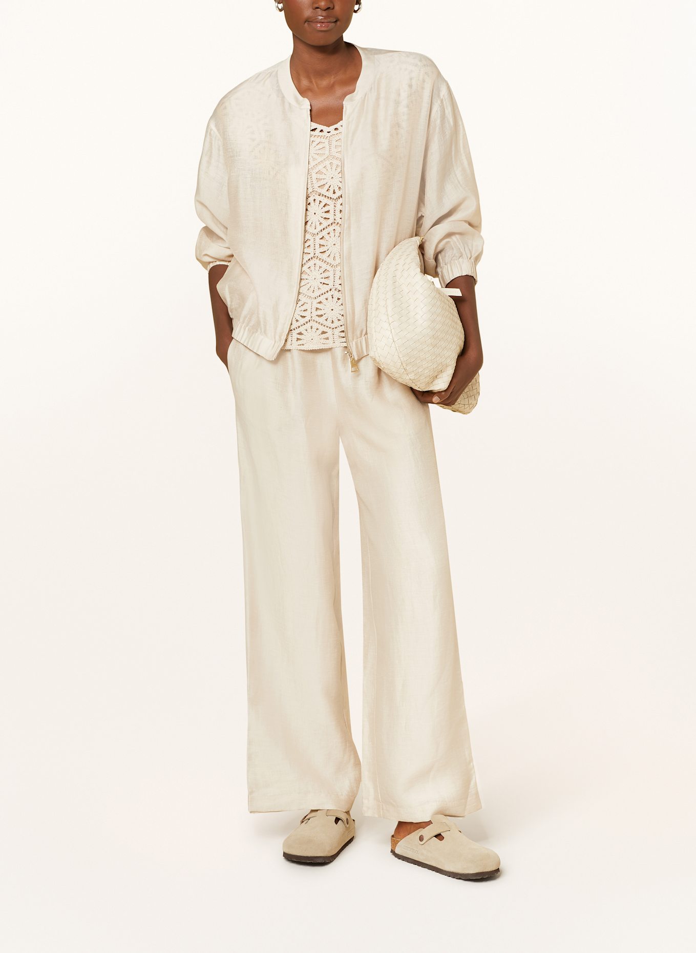 s.Oliver BLACK LABEL Spodnie marlena z dodatkiem lnu: BEŻOWY