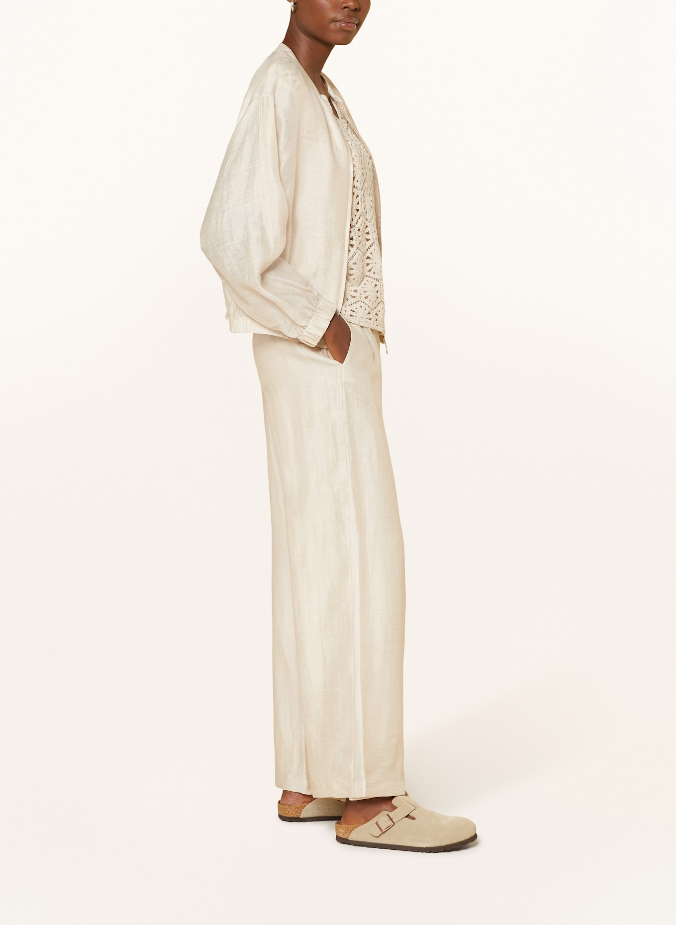 s.Oliver BLACK LABEL Spodnie marlena z dodatkiem lnu: BEŻOWY