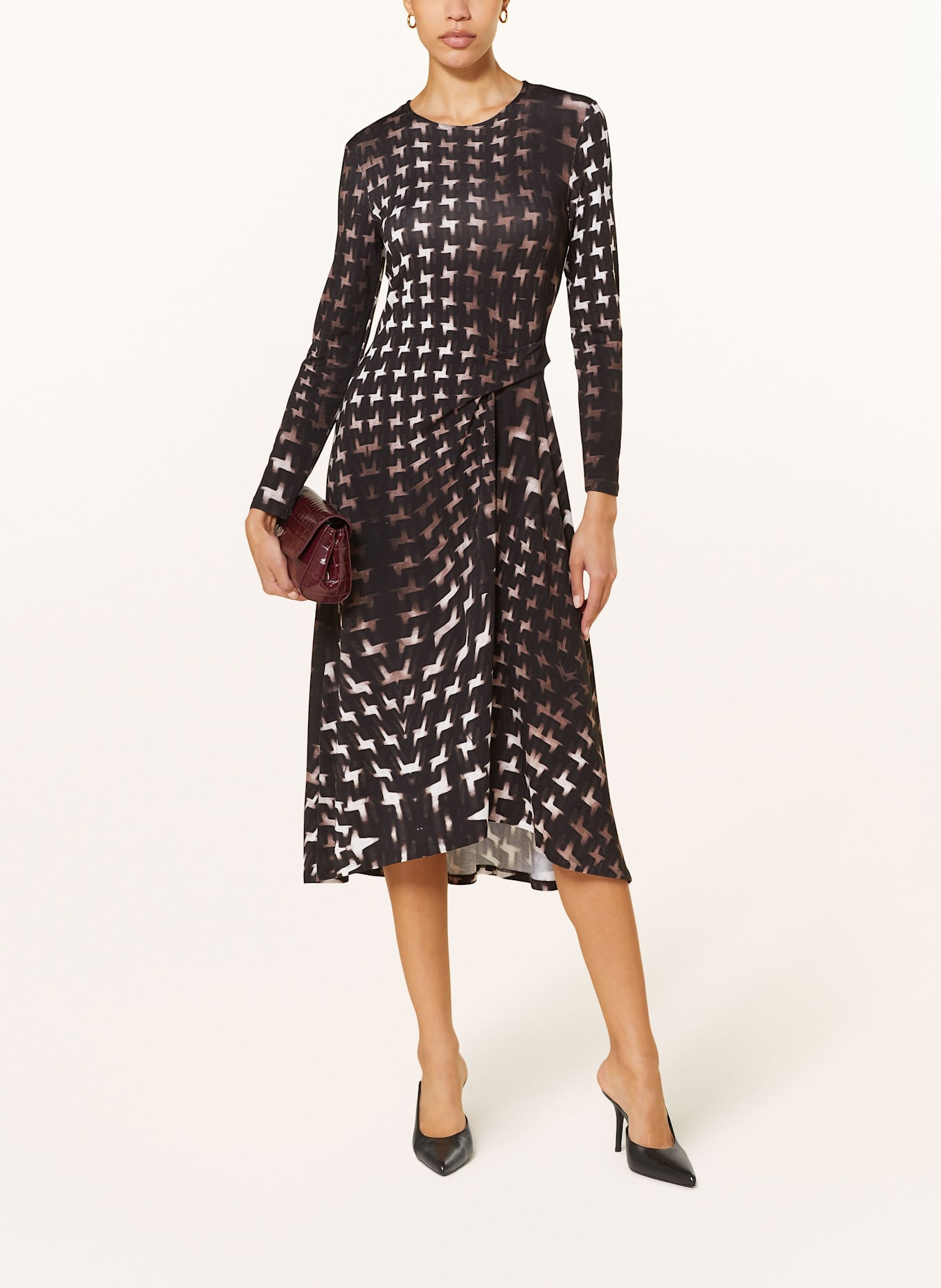 REISS Jerseykleid HALLE: SCHWARZ / BRAUN / CREME