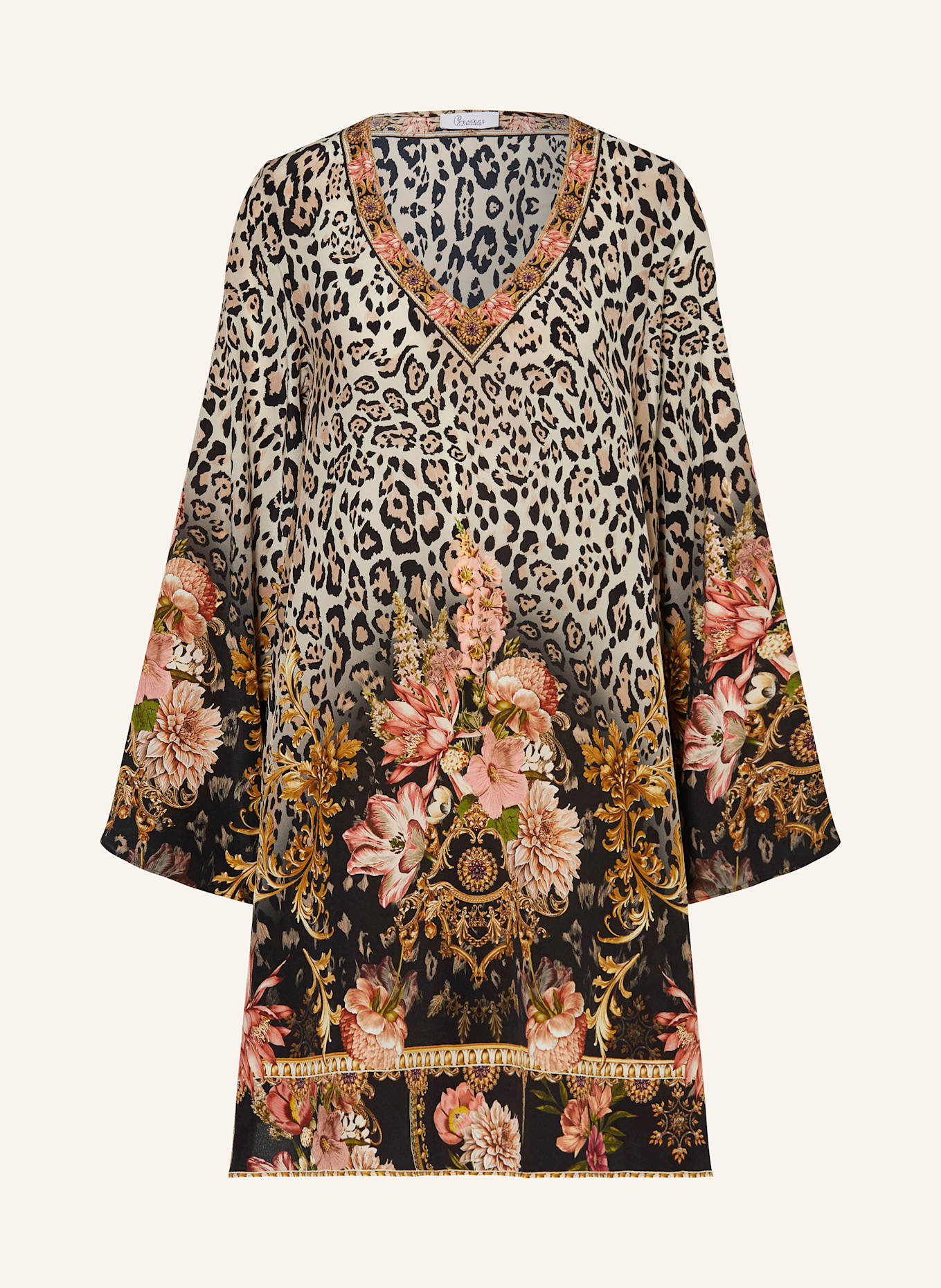 Princess GOES HOLLYWOOD Seidenkleid mit Schmucksteinen: BRAUN / GOLD / ROSÉ