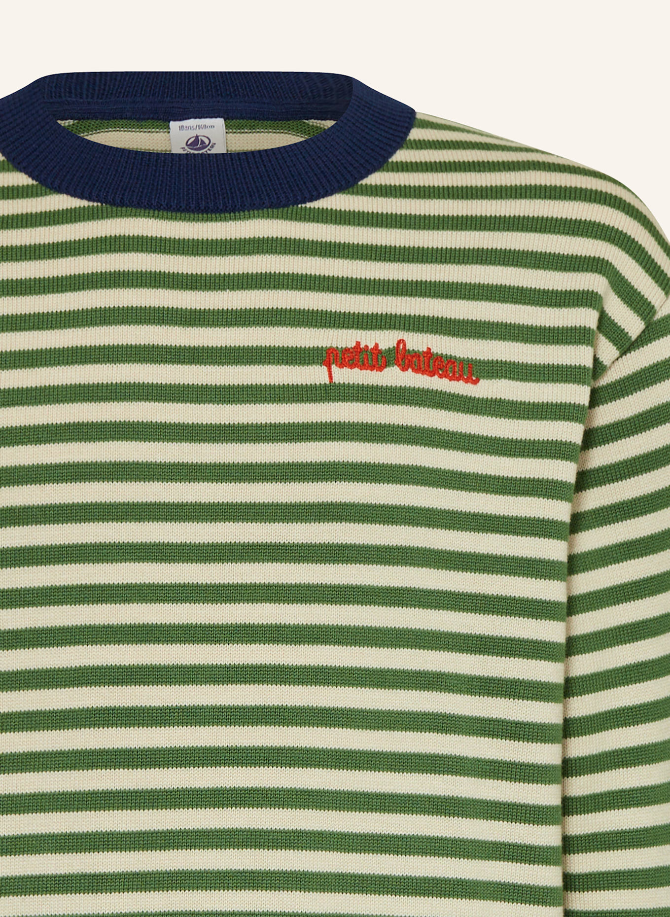 PETIT BATEAU Pullover: HELLGRÜN / ECRU
