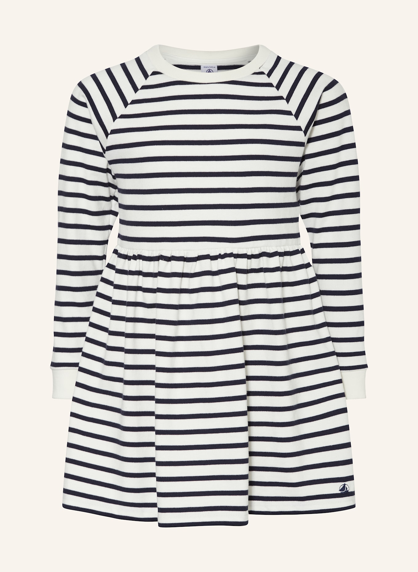 PETIT BATEAU Strickkleid: CREME/ SCHWARZ