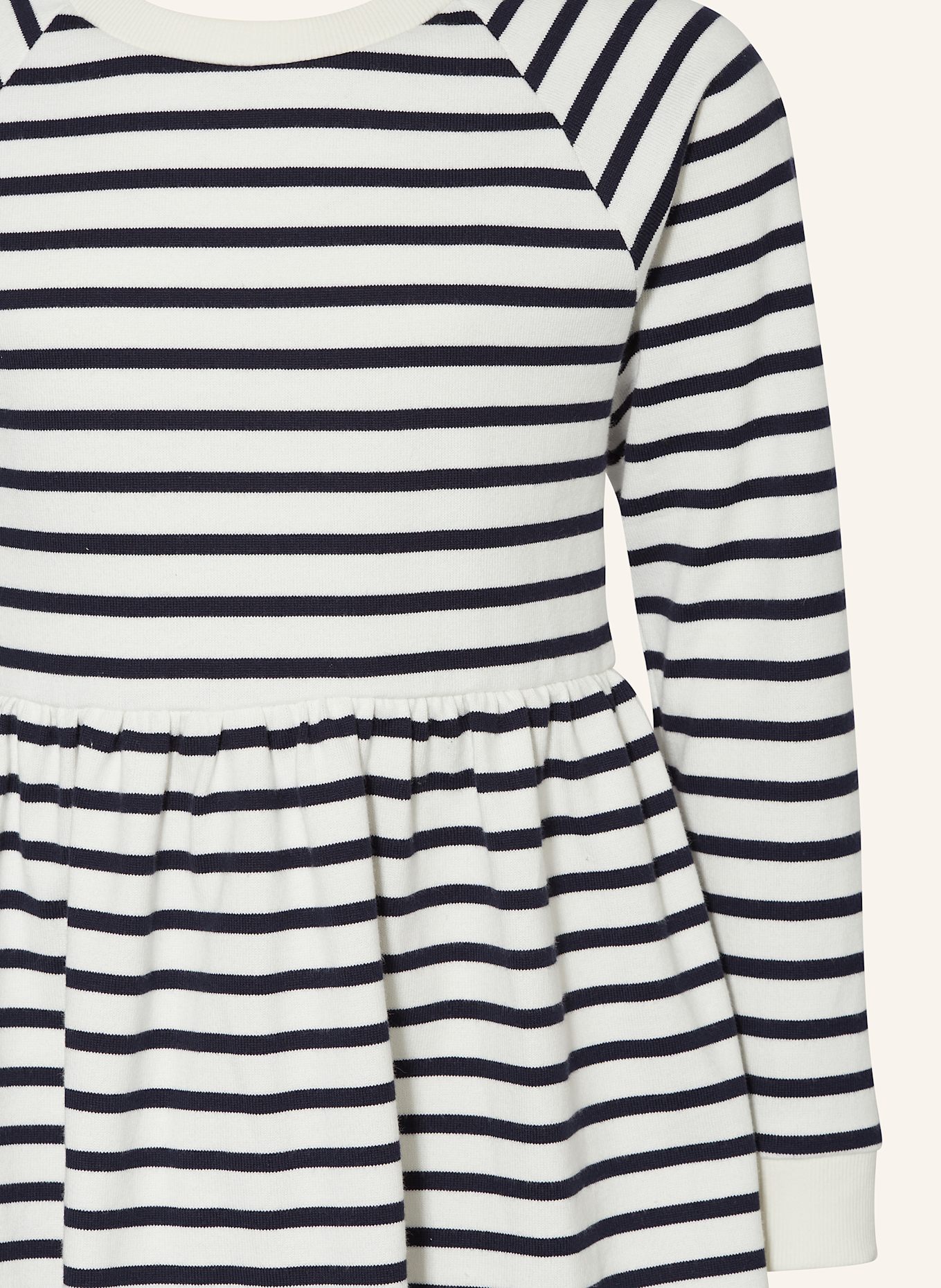 PETIT BATEAU Strickkleid: CREME/ SCHWARZ