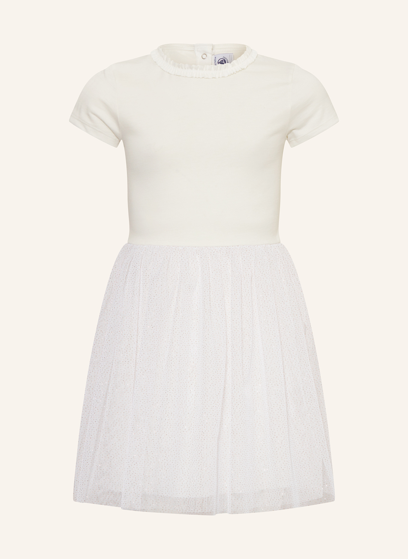 PETIT BATEAU Kleid im Materialmix: ECRU/ GOLD