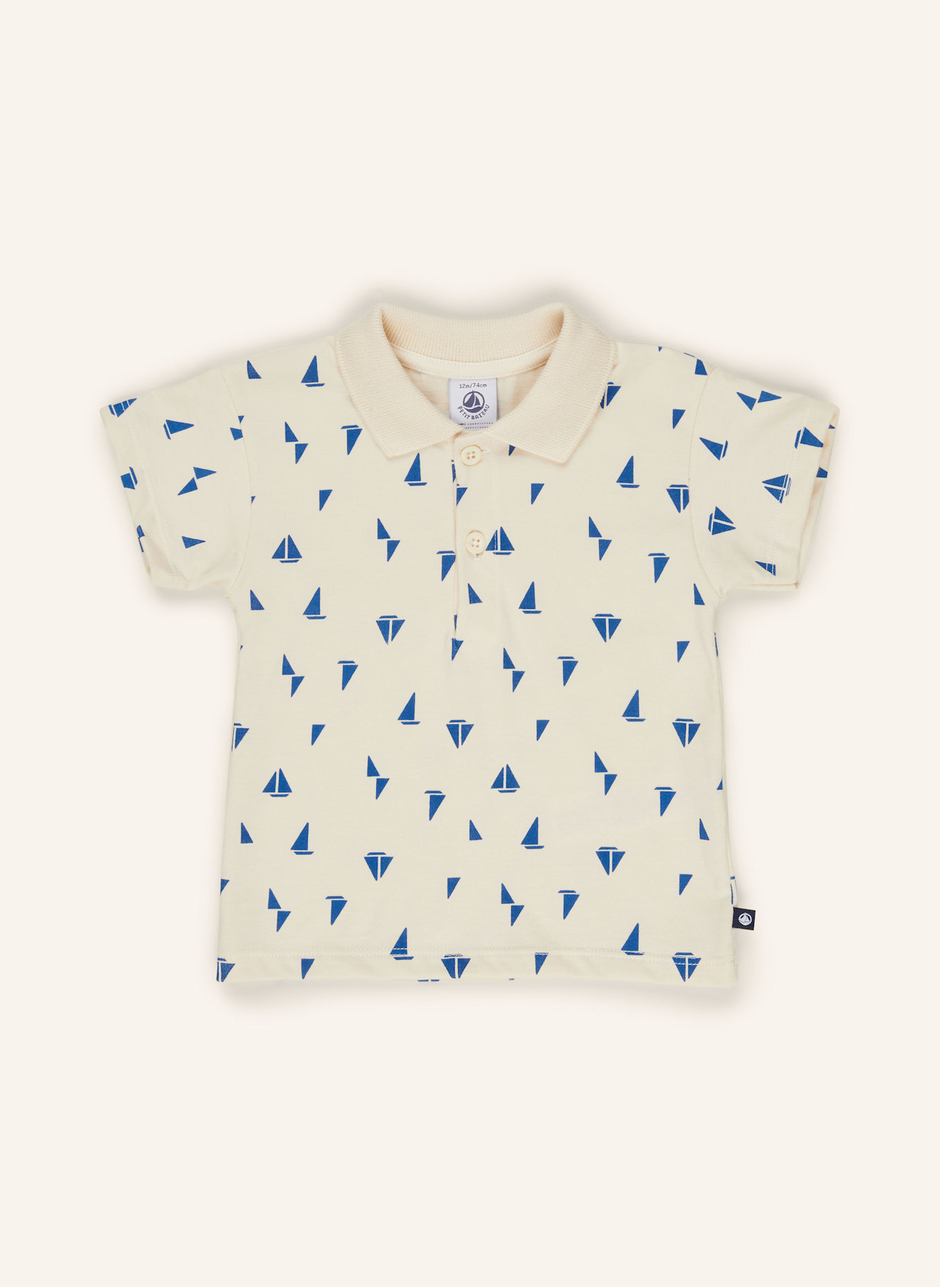 PETIT BATEAU Jersey-Poloshirt: HELLBRAUN / BLAU