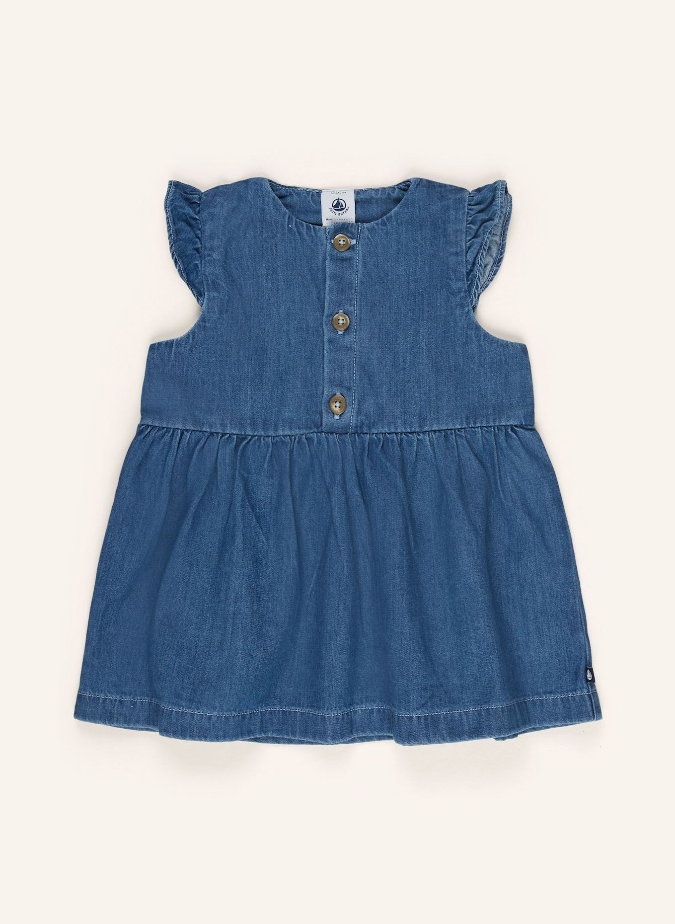 PETIT BATEAU Kleid in Jeansoptik mit Volants: BLAU