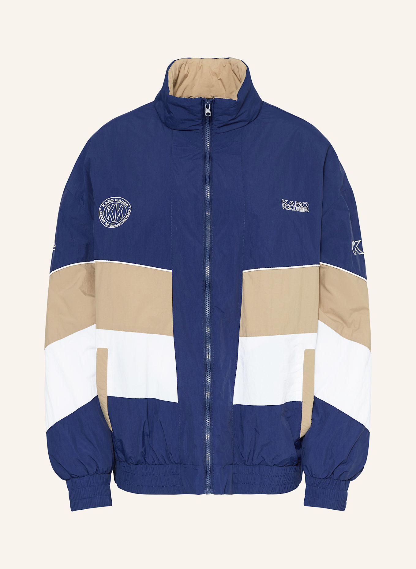 KARO KAUER Blouson: DUNKELBLAU / BEIGE / WEISS