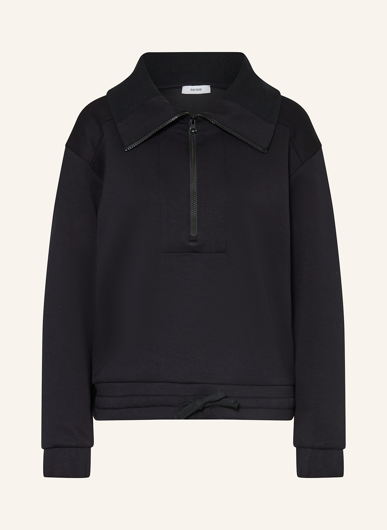 REISS Bluza dresowa typu troyer LANEY: CZARNY