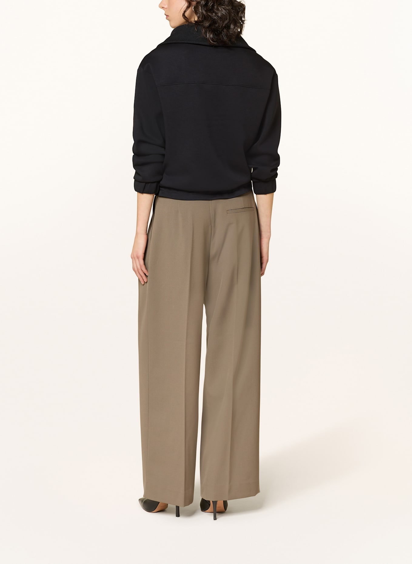 REISS Bluza dresowa typu troyer LANEY: CZARNY