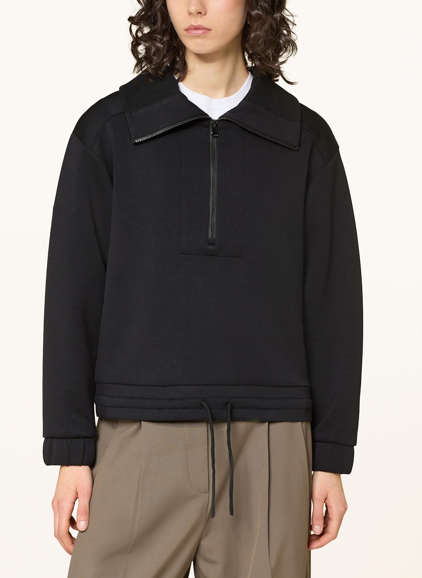 REISS Bluza dresowa typu troyer LANEY: CZARNY