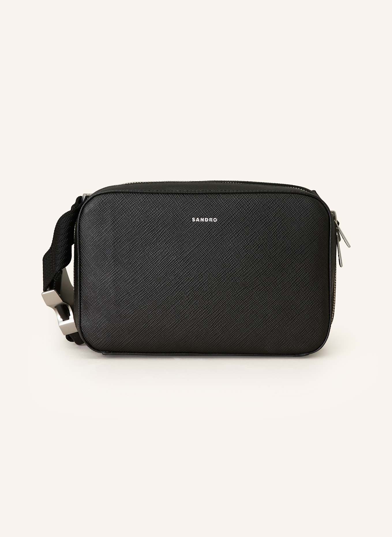 SANDRO Saffiano-Gürteltasche: SCHWARZ