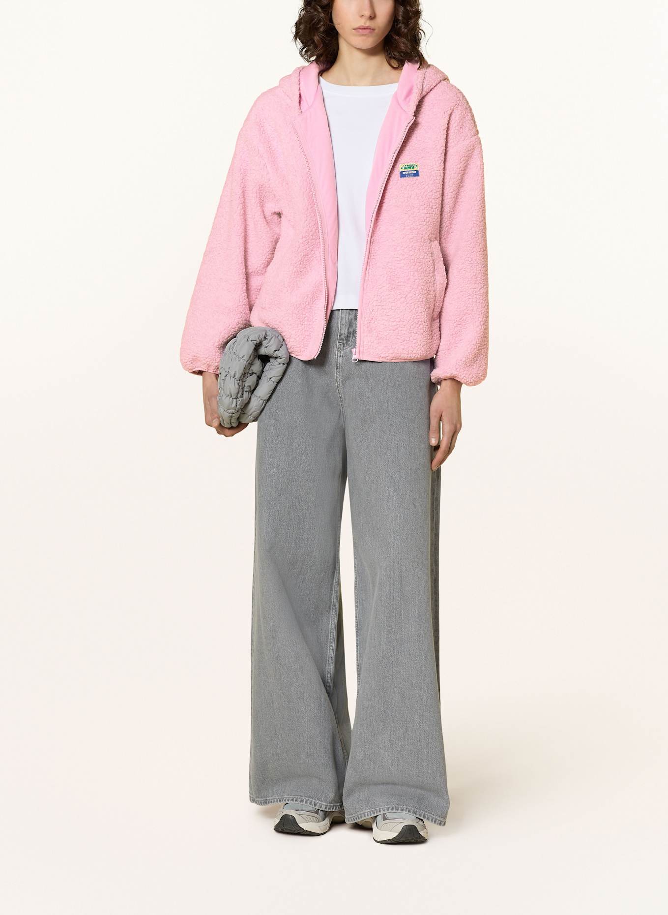 American Vintage Plyšová bunda HOKTOWN: RŮŽOVÁ