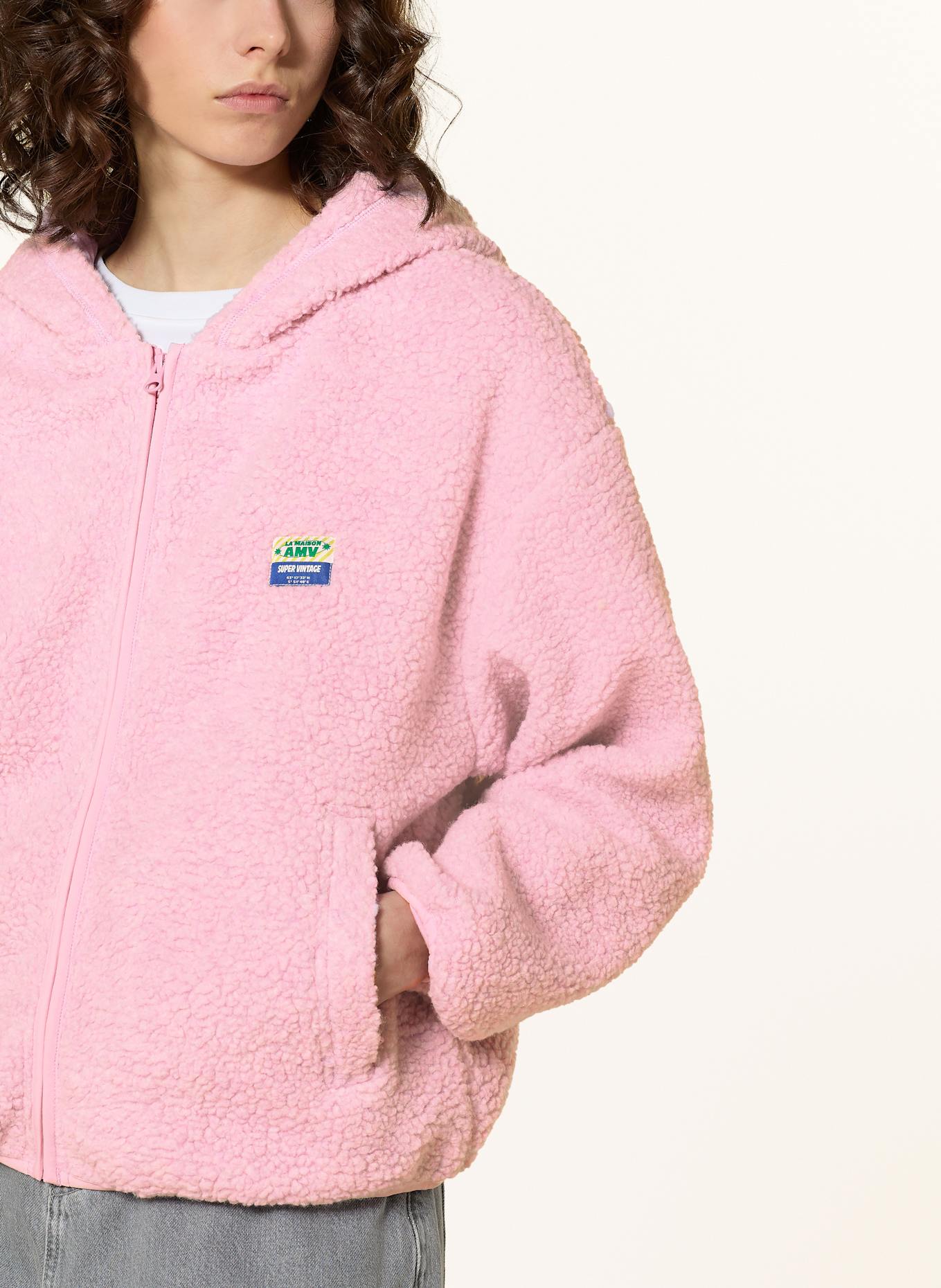 American Vintage Plyšová bunda HOKTOWN: RŮŽOVÁ