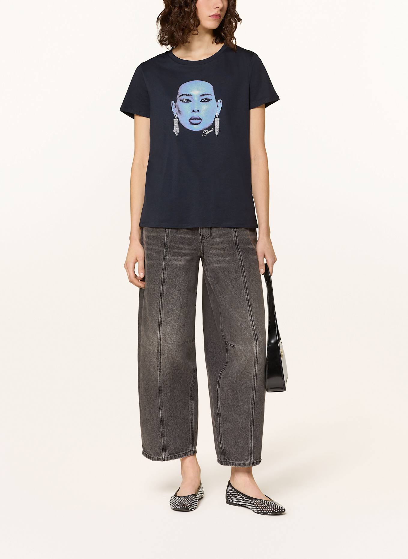 GUESS T-shirt with decorative gems: DARK BLUE