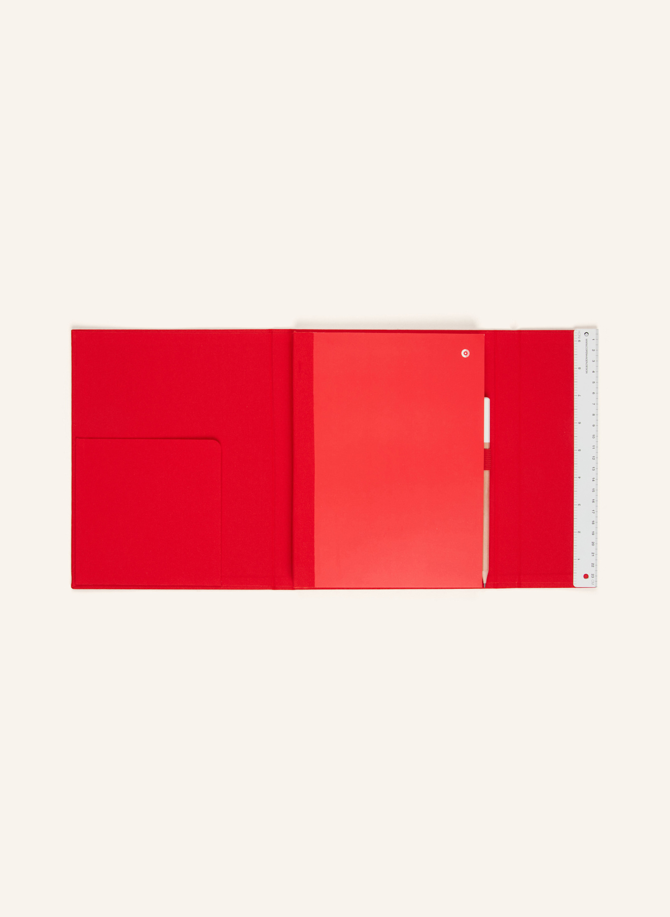 PANTONE 3-tlg. Set: Notizbuch, Stift und Lineal: ROT